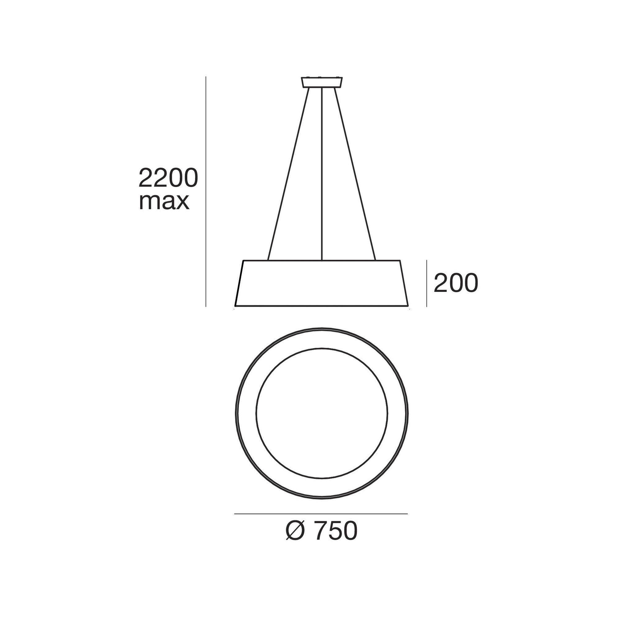 Lampa Pendul LED Linea Oxygen P 50W Negru 3000K 5670lm