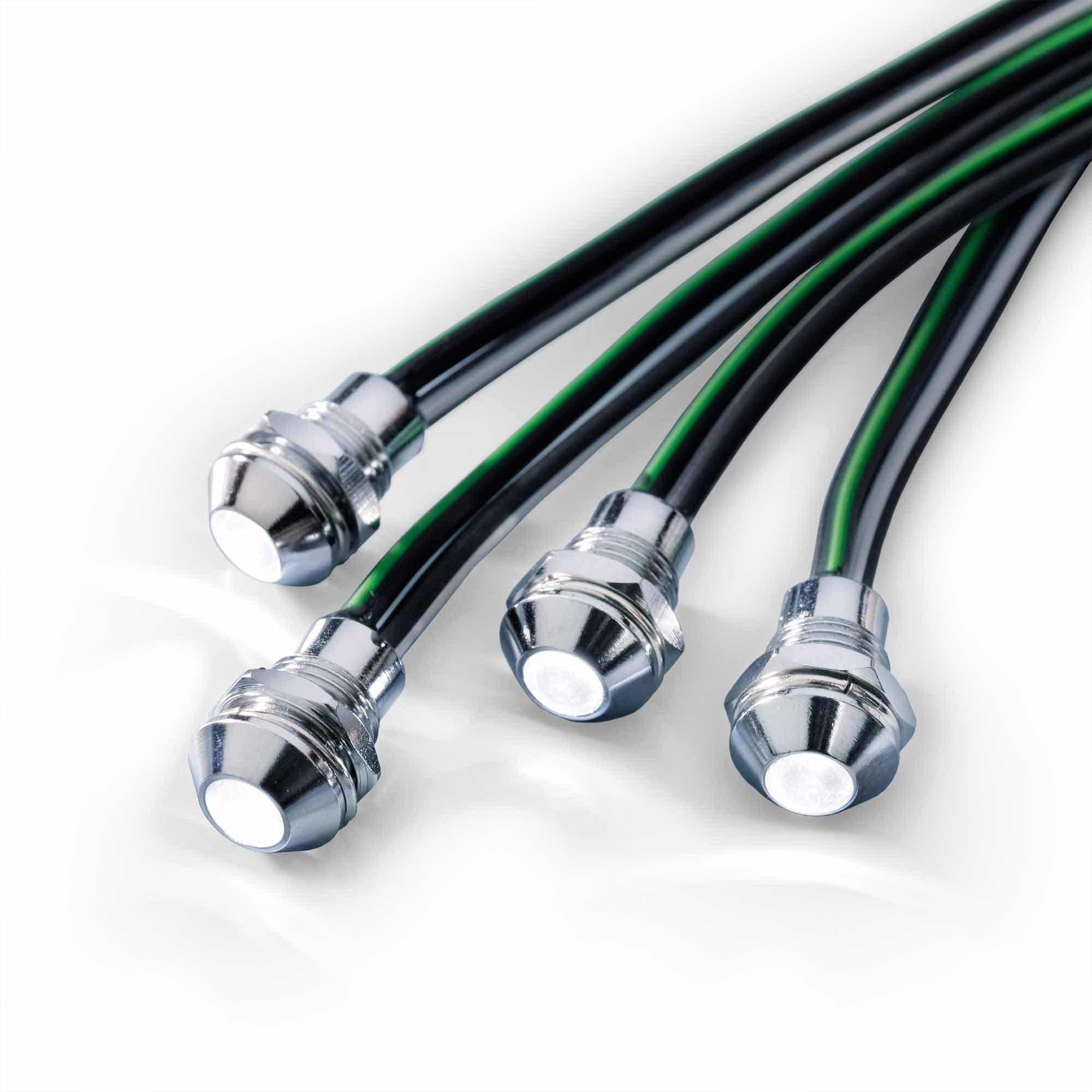 NICHIA 5mm LED Albastru pe surub 10000mcd 15grd 20mA IP67 12V
