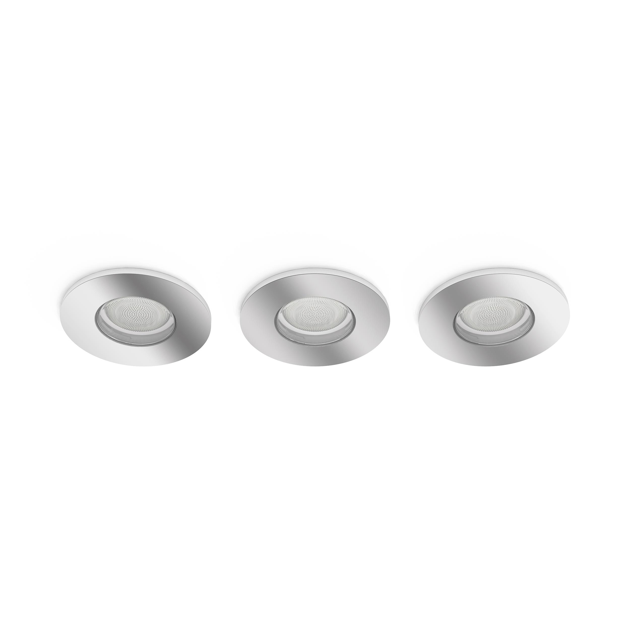 Spot incastrat Philips Hue alb and Color Ambiance LED Xamento Set of 3 silver 3x 350lm IP44