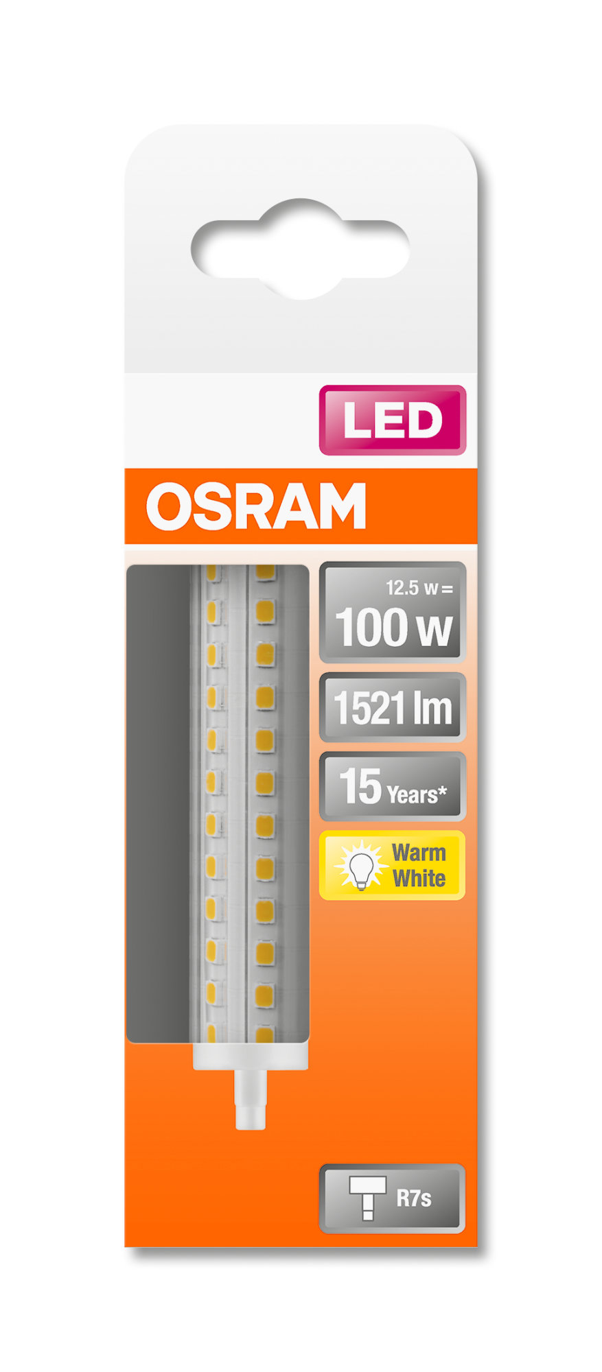 Bec Osram LED STAR LINE 118 HS 100 non-dim 12,5W 827 R7S 118mm 1521lm 2700K