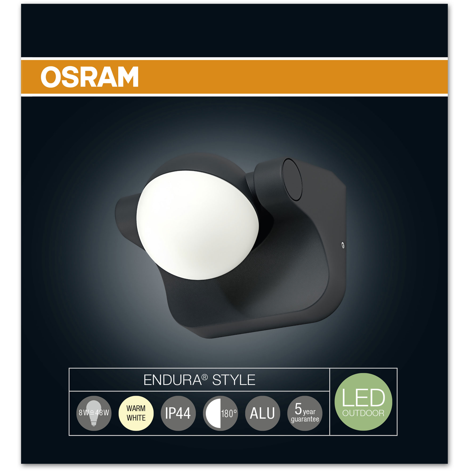 Lampa LED de perete OSRAM Endura Style Sphere Gri Inchis 3000K 8W 600lm