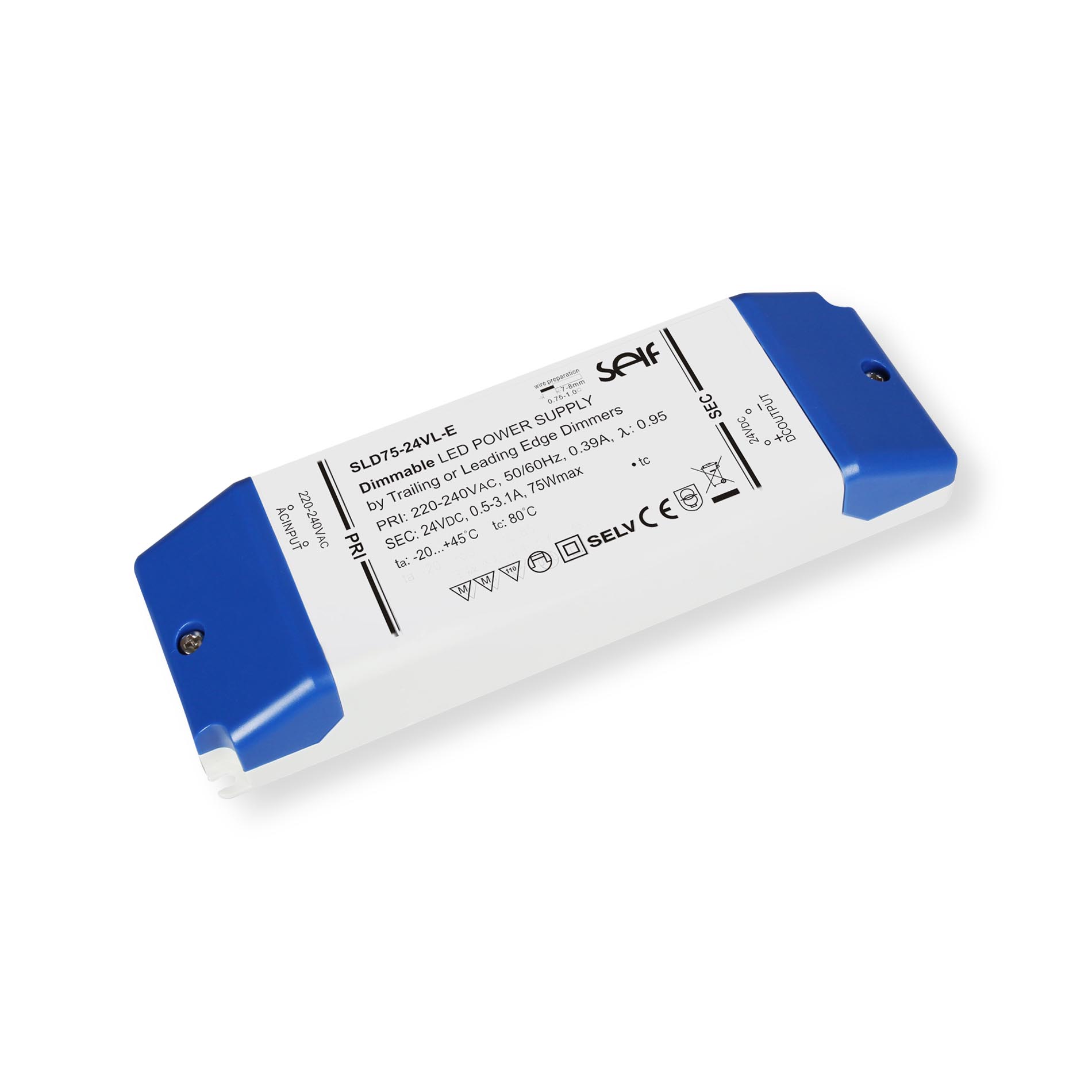 Transformator Sursa Profesionala de tensiune constanta Self SLD75-24VL-E IP20 230V la 24V - 75W