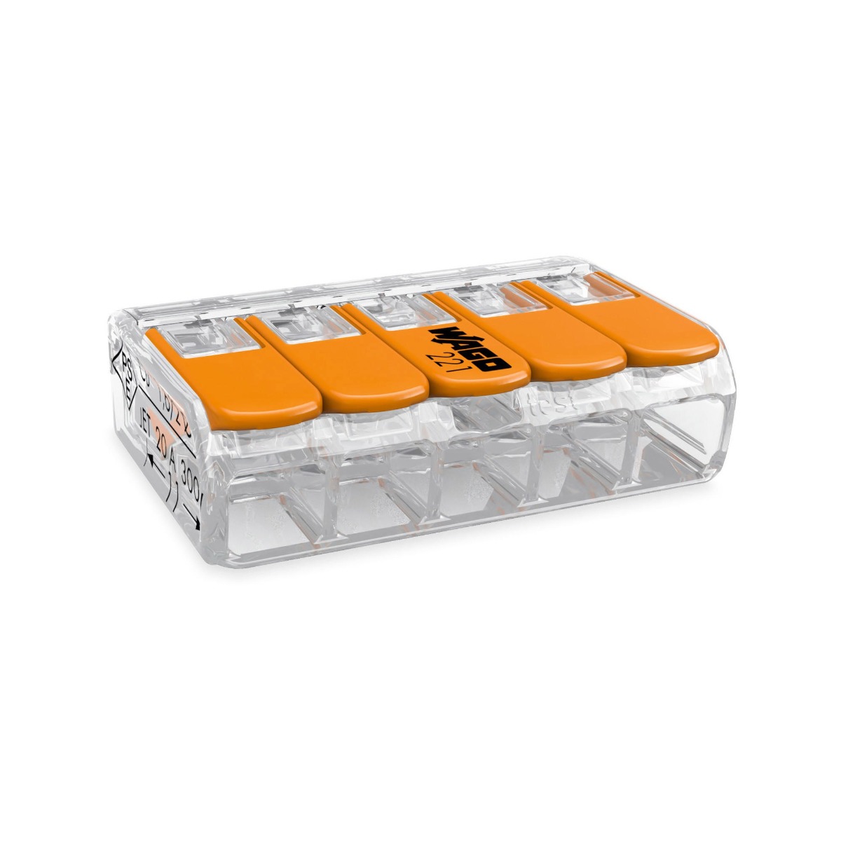 Connector fara pistol de lipit pentru cinci cabluri electrice Wago 221-415 COMPACT 5-pini