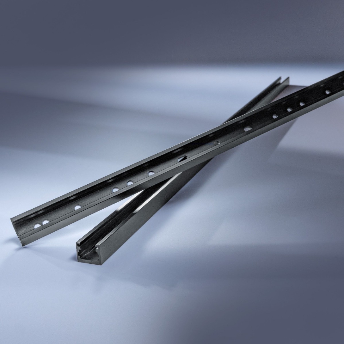 Profil de aluminiu Alubar pentru Benzi LED Multibar 50cm Mat cu gauri pentru prindere cu suruburi negru