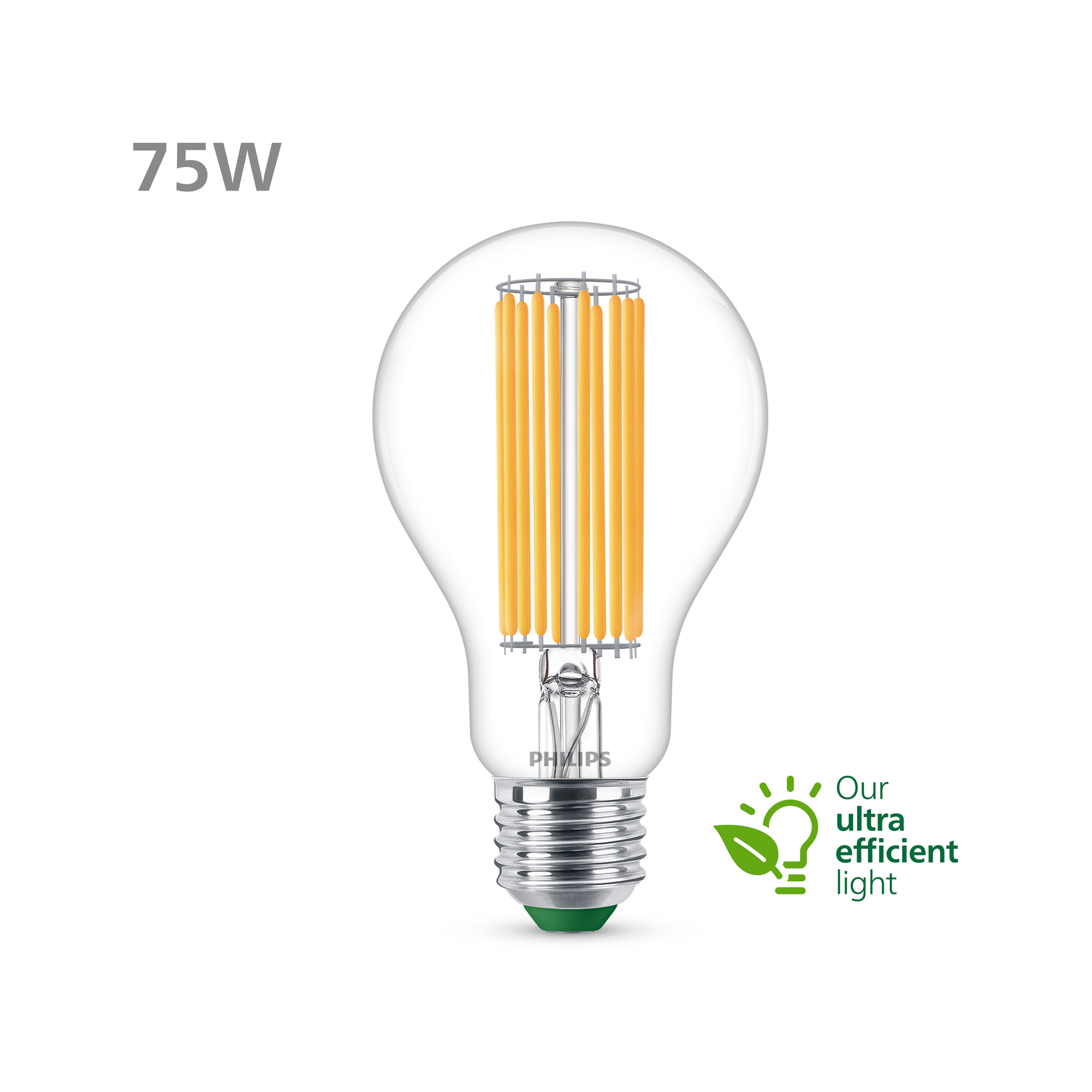 Bec cu LED cu filament Philips 5.2-75W E27 840 Clasa A clar 1095lm 4000K