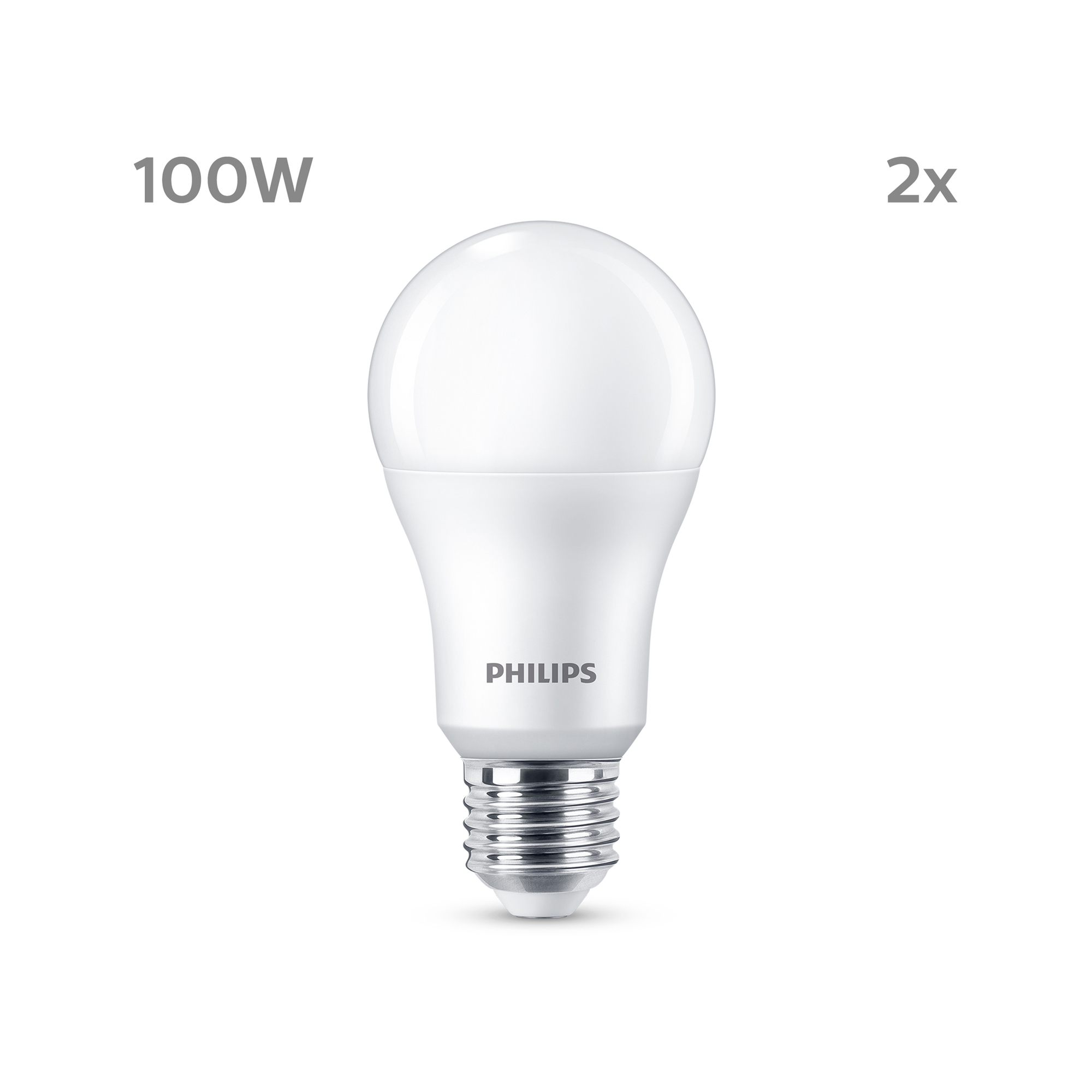 Pachet dublu de becuri cu LED Philips 13-100W E27 827 mat 1521lm 2700K