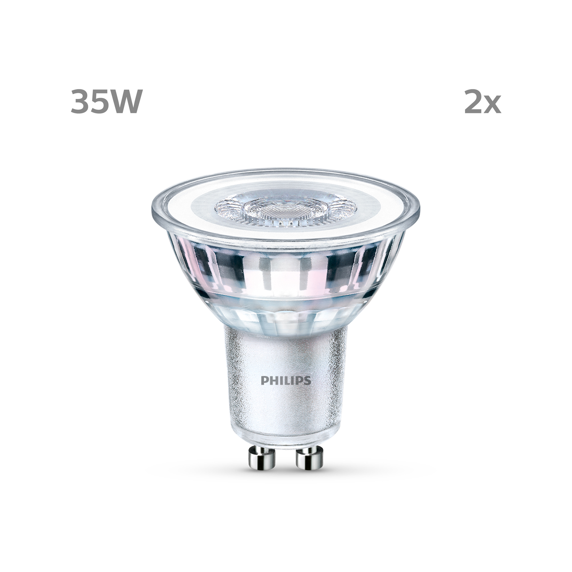 Pachet dublu de Philips Spot LED 3,5-35W GU10 840 36° 275lm 4000K