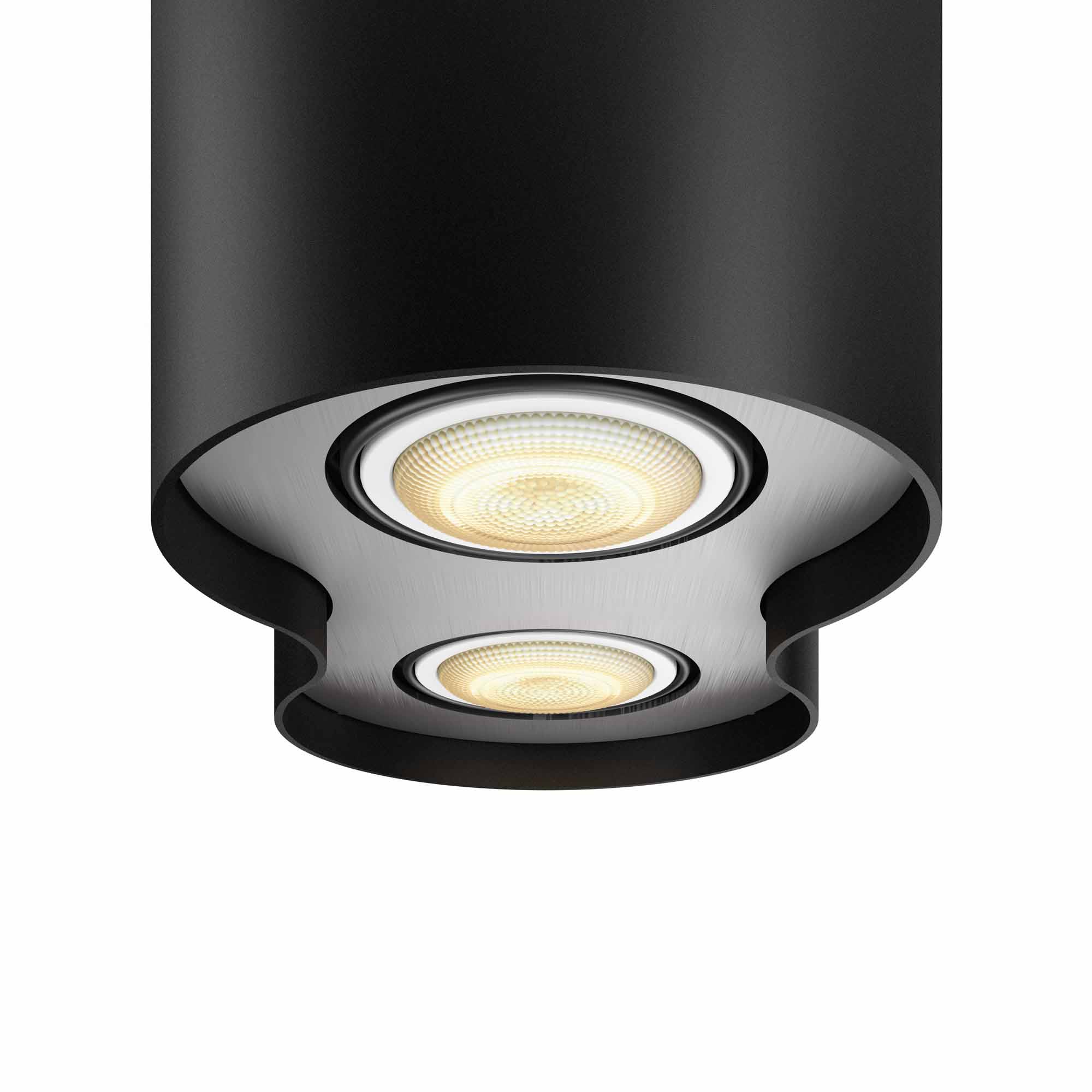 Lampa LED de tavan PHILIPS Wifi Pillar LED 2 Spot Negru 2200-6500K 11W 700lm