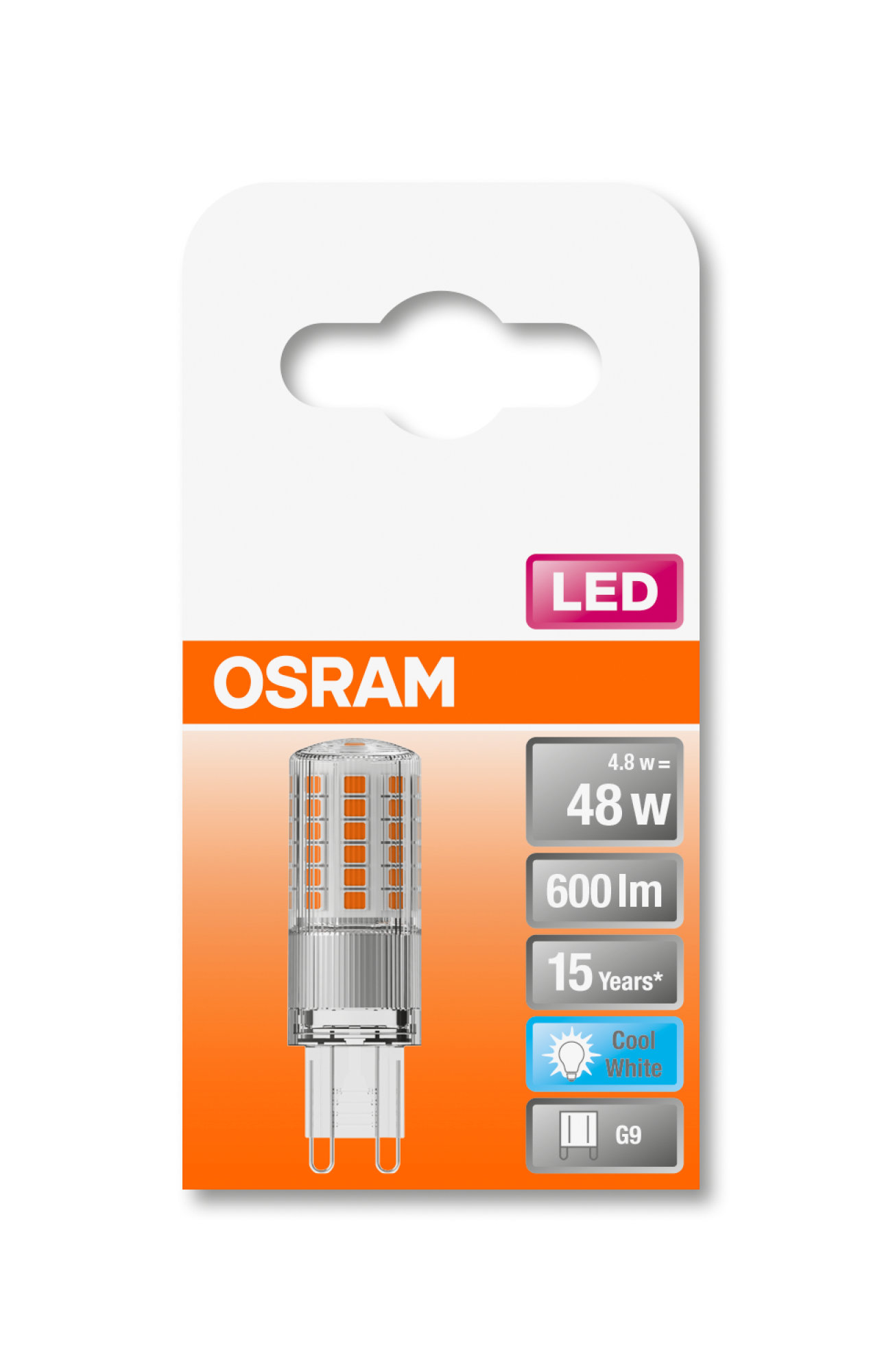 Bec Osram LED STAR PIN 48 clar non-dim 4.8W 840 G9 600lm 4000K