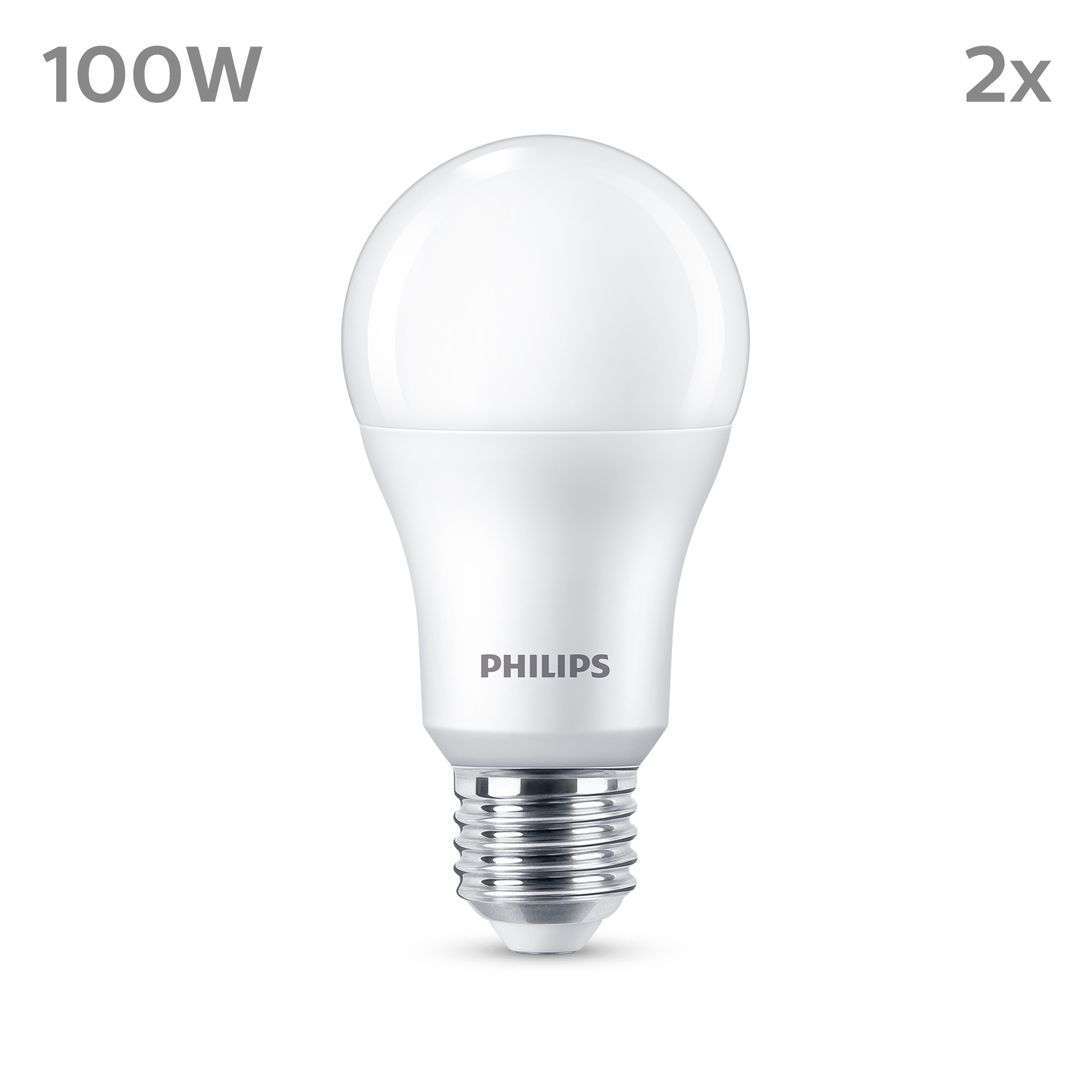 Pachet dublu de becuri cu LED Philips 13-100W E27 840 mat 1521lm 4000K