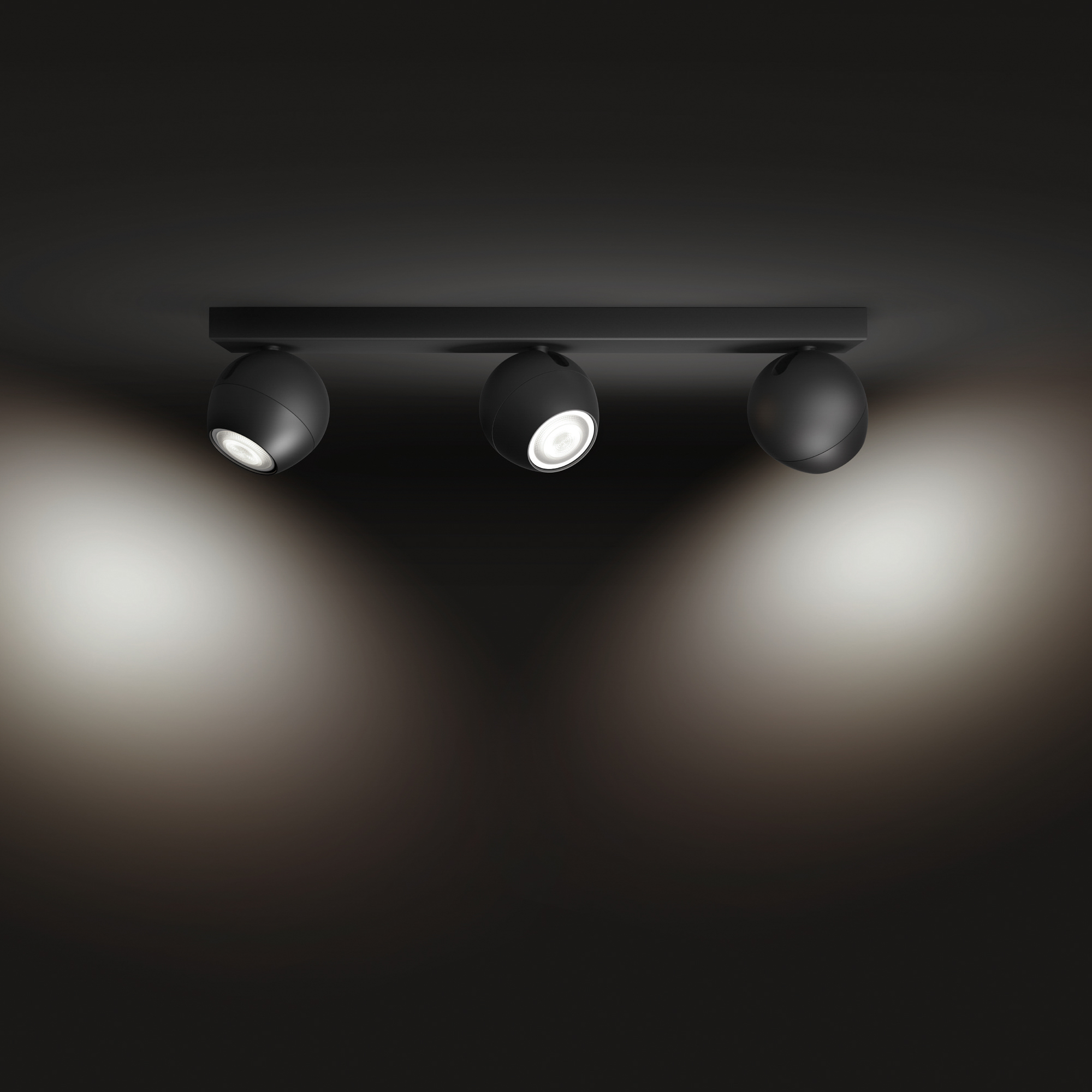 Spot Philips Hue alb Ambiance Buckram LED Spotlight triple-flamed negru 3x 350lm incl. Buton Dimmer