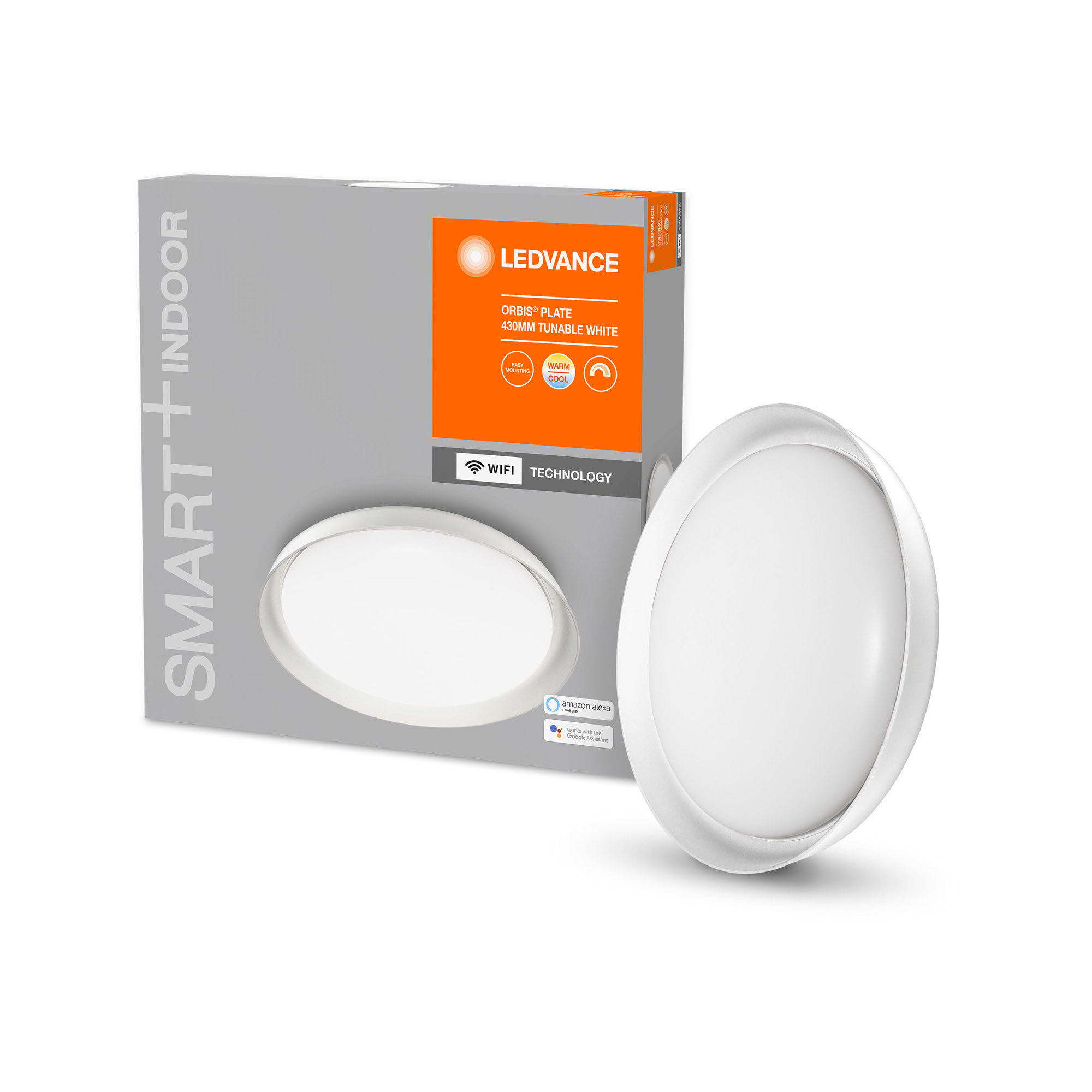 Lampa LED de tavan LEDVANCE SMART+ WiFi Tunable LED-uri Albe ORBIS Plate 430mm alb 2500lm