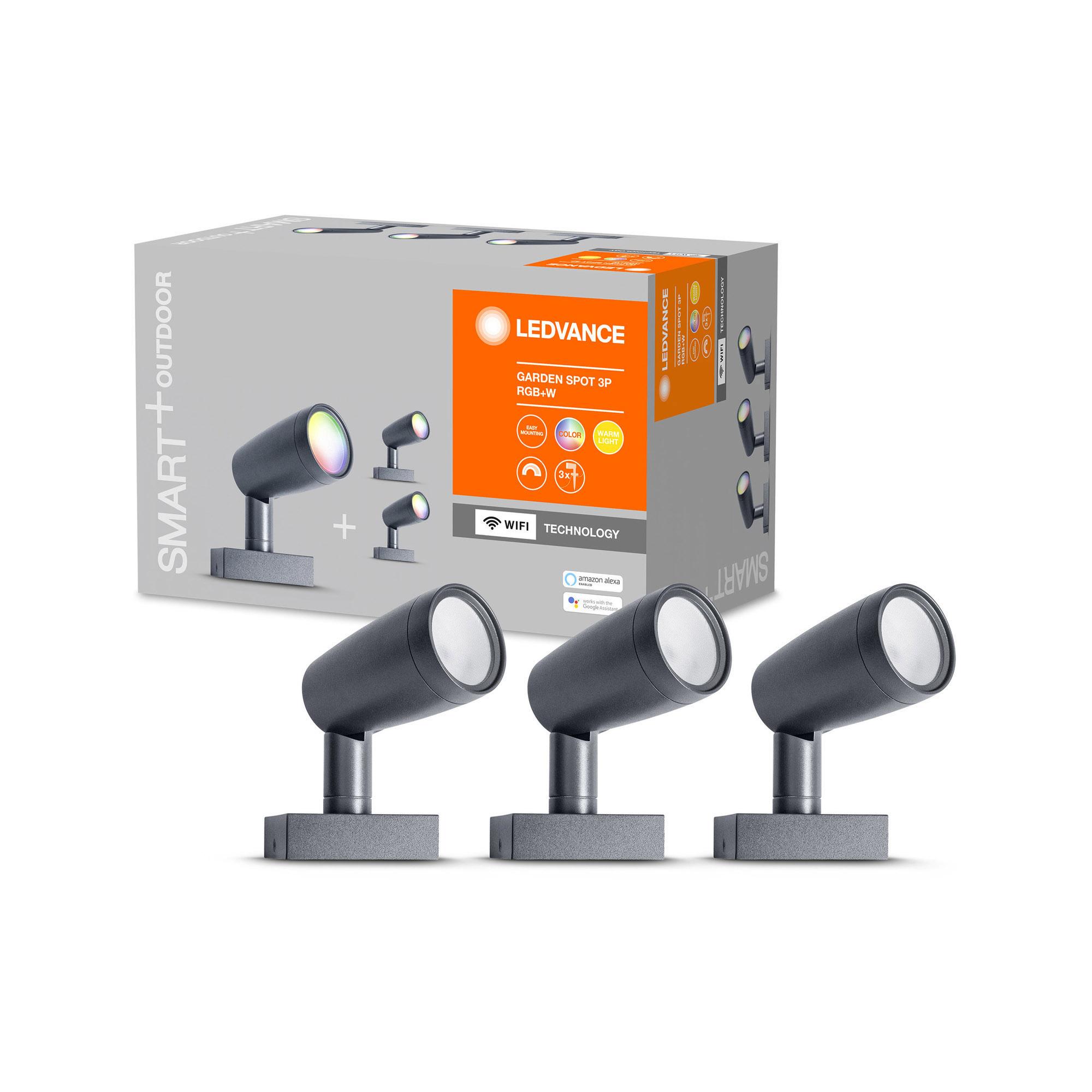 Lumini de grădină cu LED-uri LEDVANCE SMART+ WiFi RGBW Spot Set de bază 3 bucăți IP65 antracit 680lm