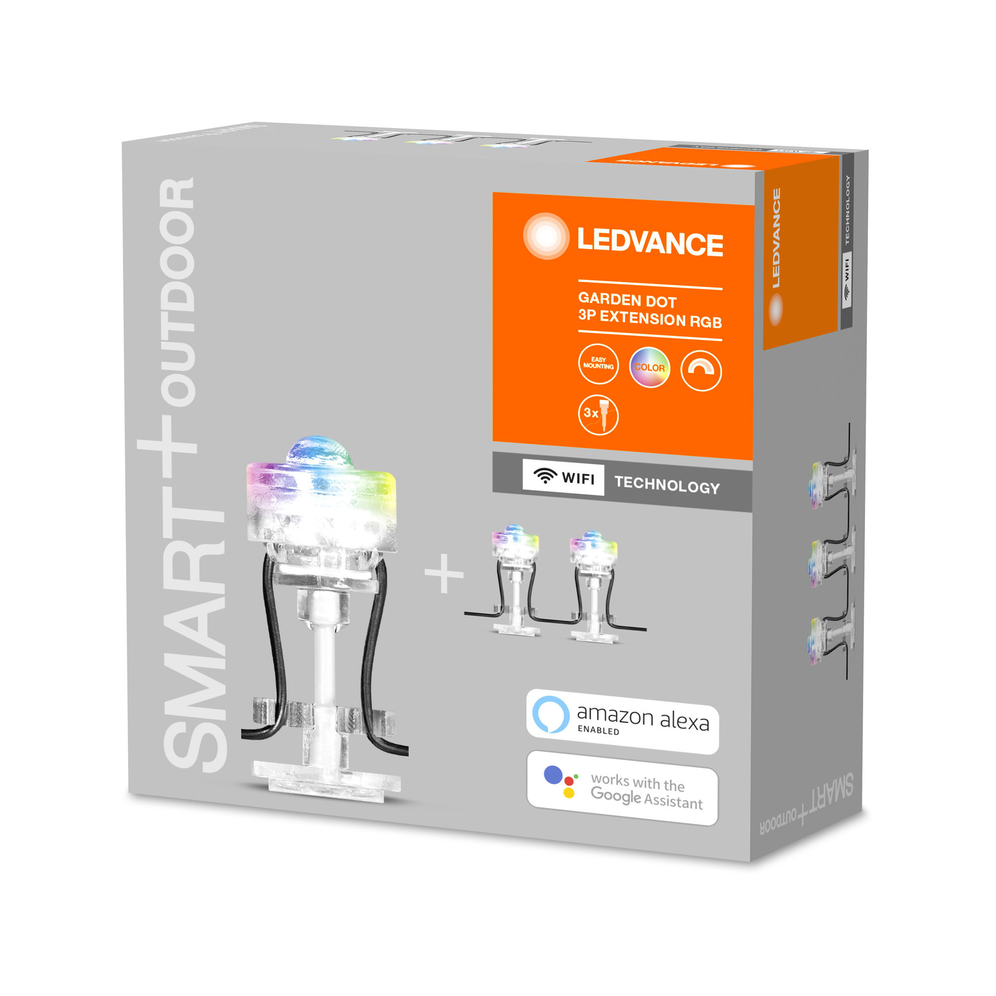 Lumini de grădină cu LED-uri LEDVANCE SMART+ WiFi RGB LED Extension Garden Dot 3 bucăți IP65 argintiu 110lm