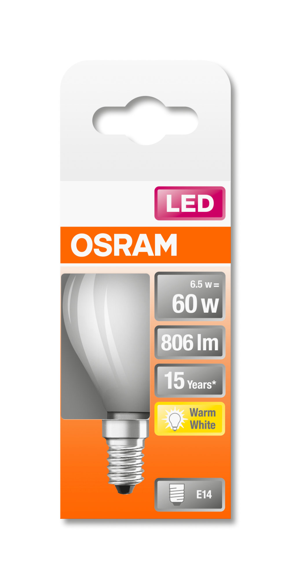 Bec Osram LED STAR RETROFIT difuzează CLP 60 6,5W 827 E14 non-dim 806lm 2700K