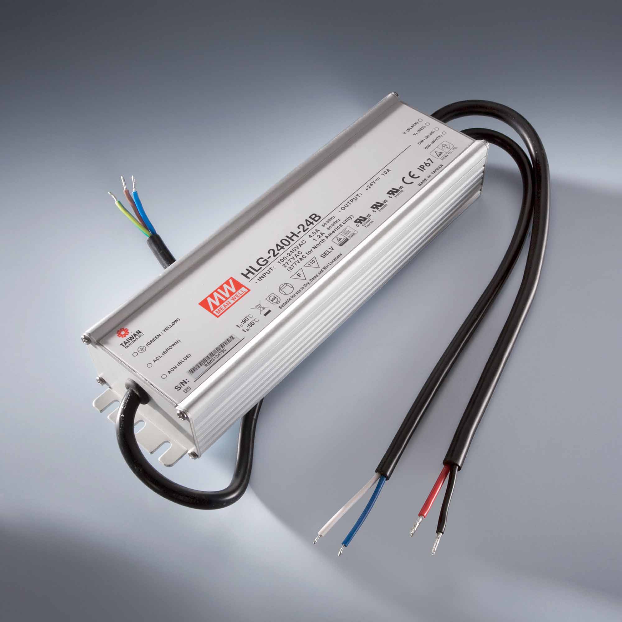 Transformator Sursa Profesionala de tensiune constanta Mean Well HLG-240H-24B IP67 230V la 24V 10A 240W DIM