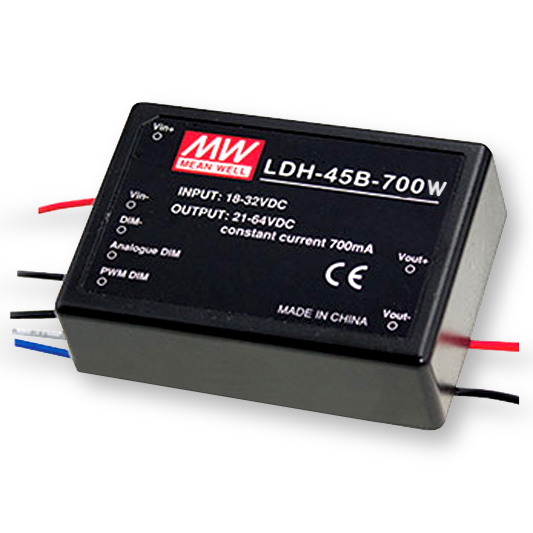 Transformator Driver Profesional de curent constant Mean Well LDH-45A-1050W IP65 1050mA 9-18VDC la 12 > 43VDC