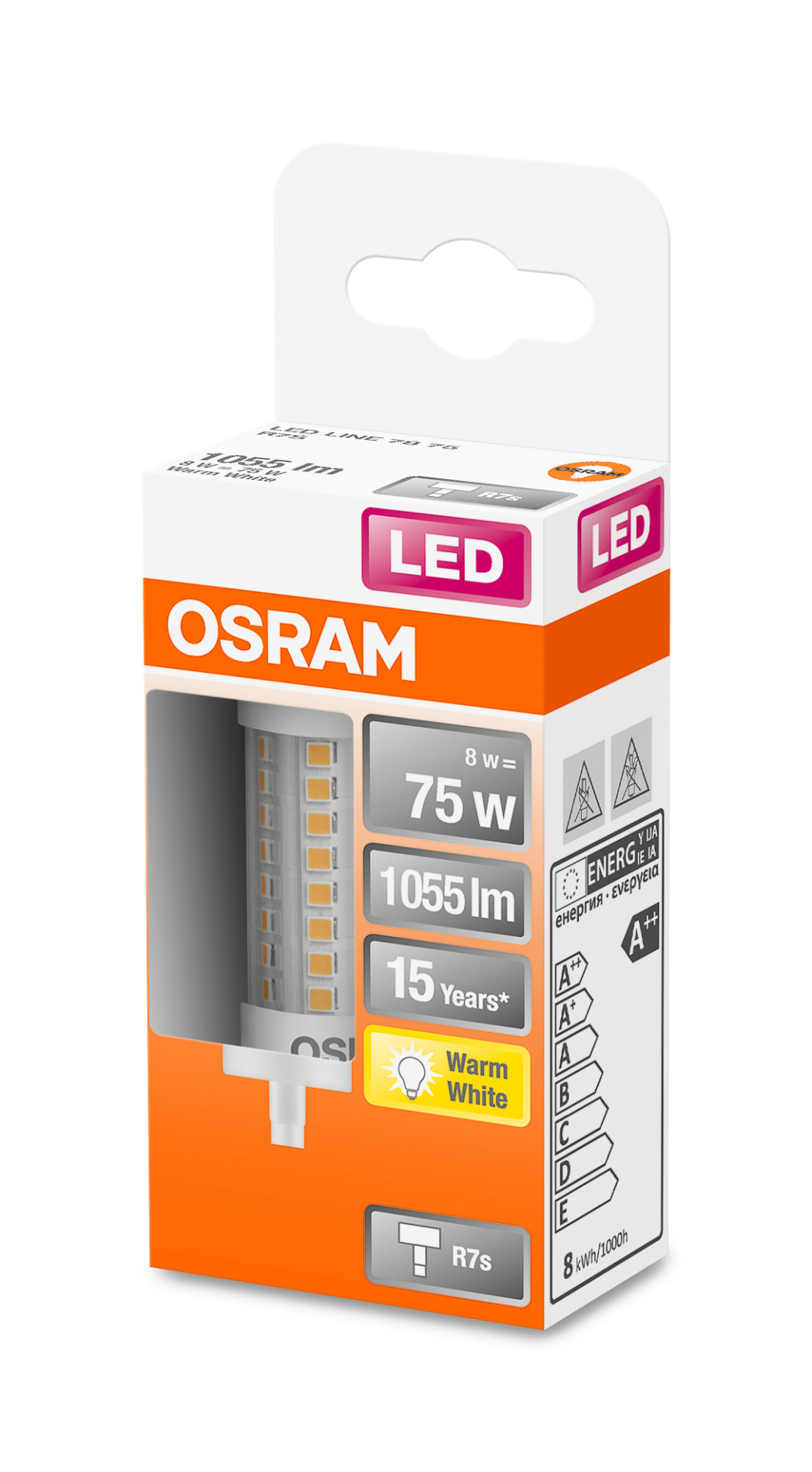 Bec Osram LED STAR LINE 78 HS 75 non-dim 8W 827 R7S 78mm 1055lm 2700K