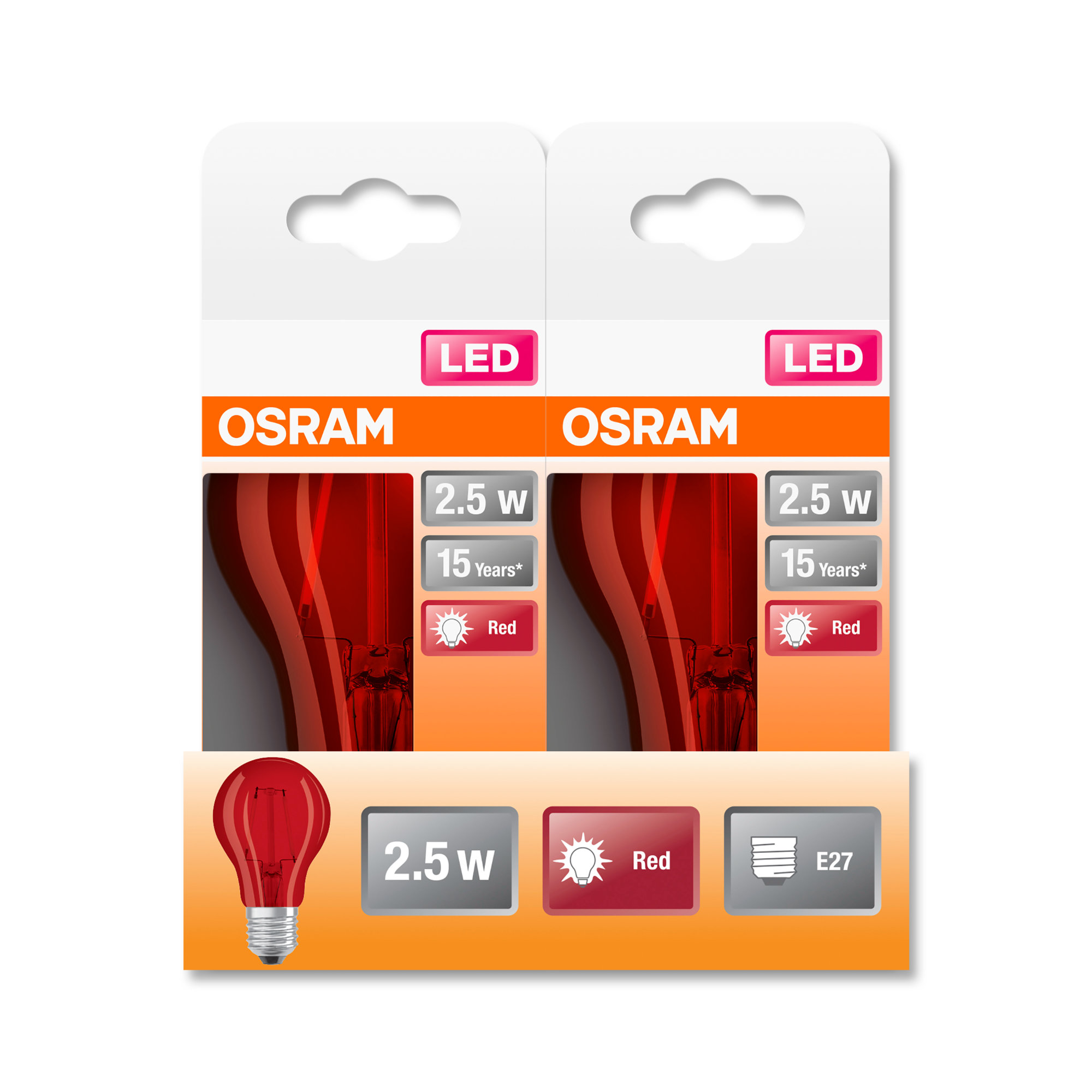 Bec Osram LED SUPERSTAR CLA 15 DécorRed non-dim 2,5W 827 E27 136lm 2700K