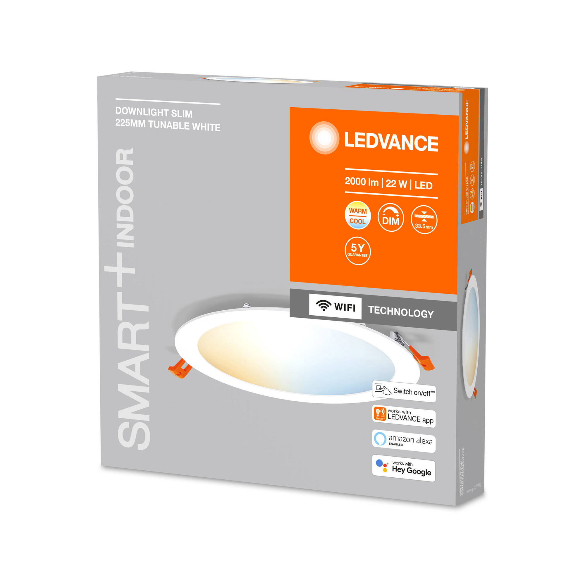 Spot incastrat LEDVANCE SMART+ WiFi Alb Reglabil (TW) LED Downlight SLIM 225mm alb 2000lm