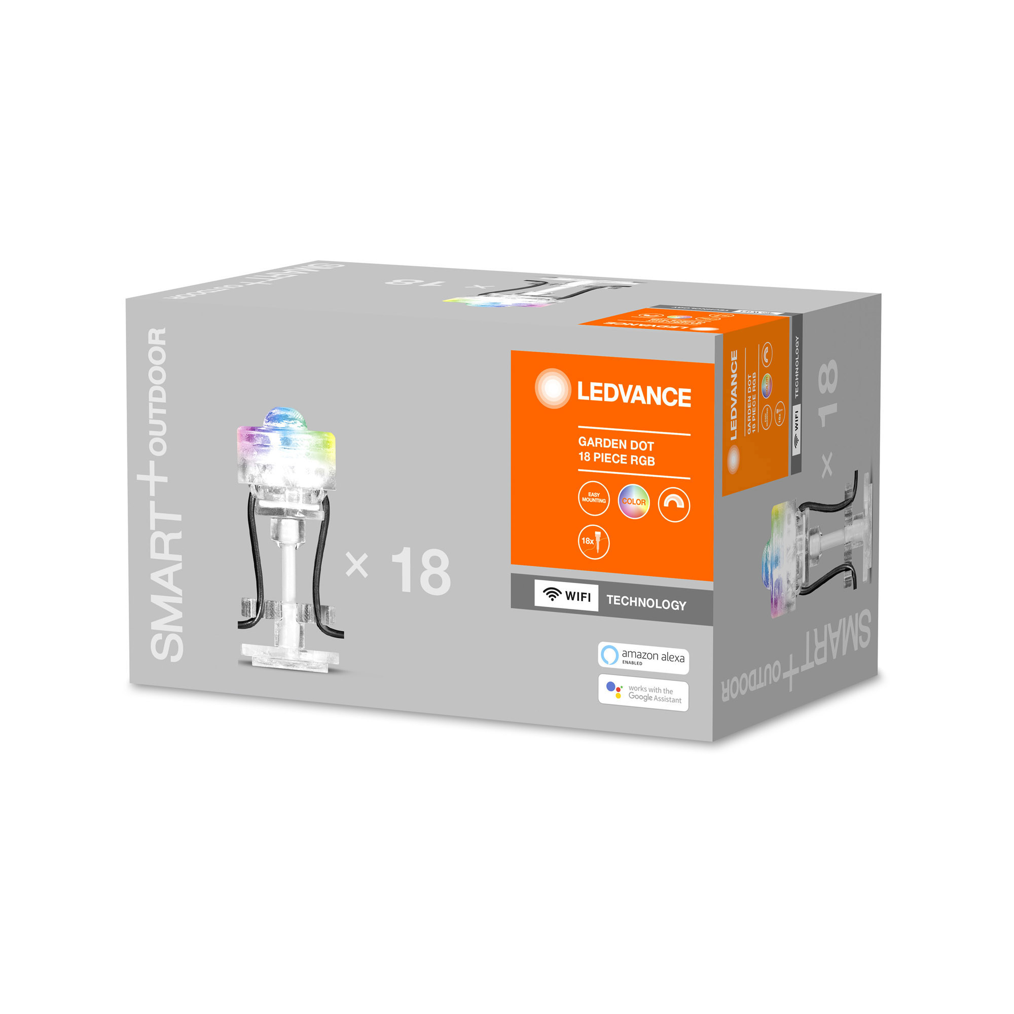 Lumini de grădină cu LED-uri LEDVANCE SMART+ WiFi RGB Set de lumini de grădină cu LED-uri de bază Garden Dot 18 bucăți IP65 argintiu 680lm