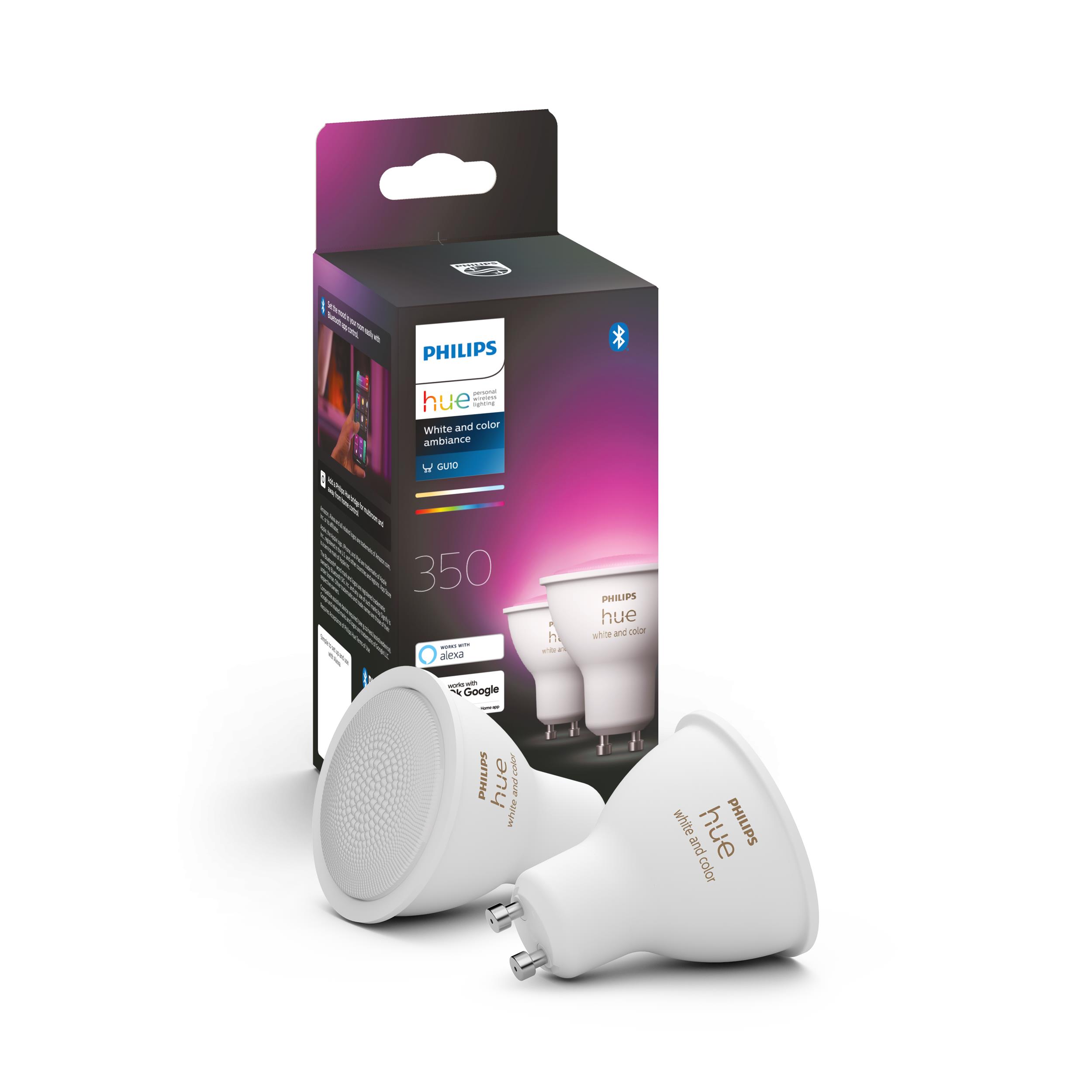 Bec LED Spot Philips Hue alb and Color Ambiance GU10 Double Pack 230lm