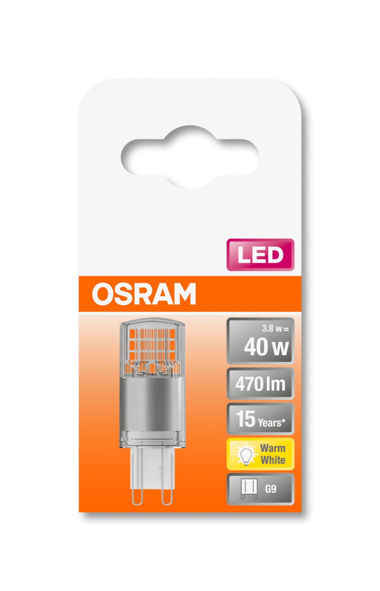 Bec Osram LED STAR PIN 40 clar non-dim 2,8W 827 G9 470lm 2700K