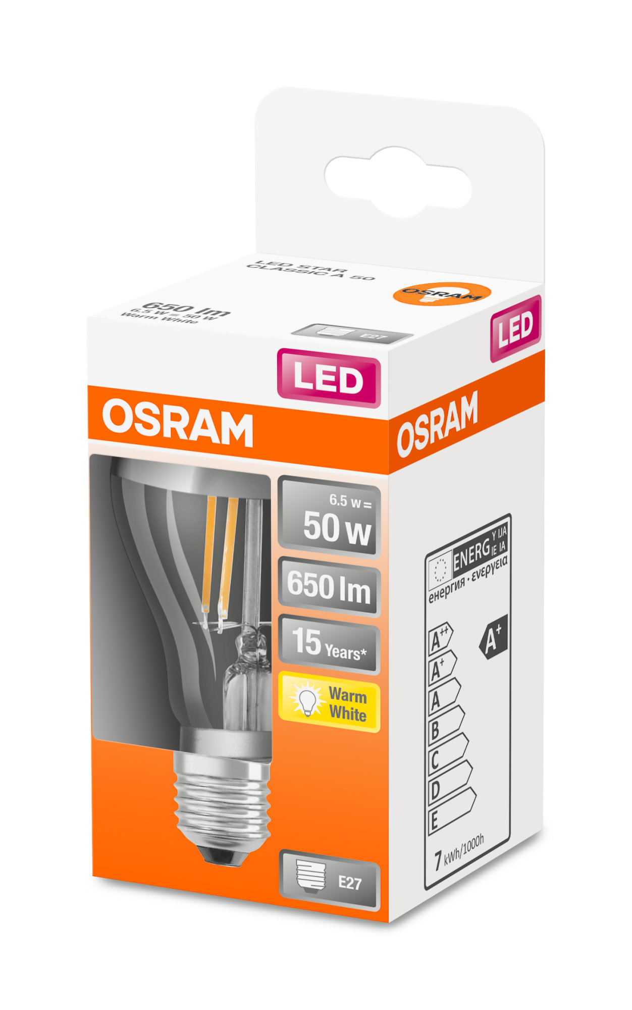 Bec Osram LED STAR RETROFIT CLP 34 FIL Oglindă argintie non-dim 4W 827 E27 680lm 2700K