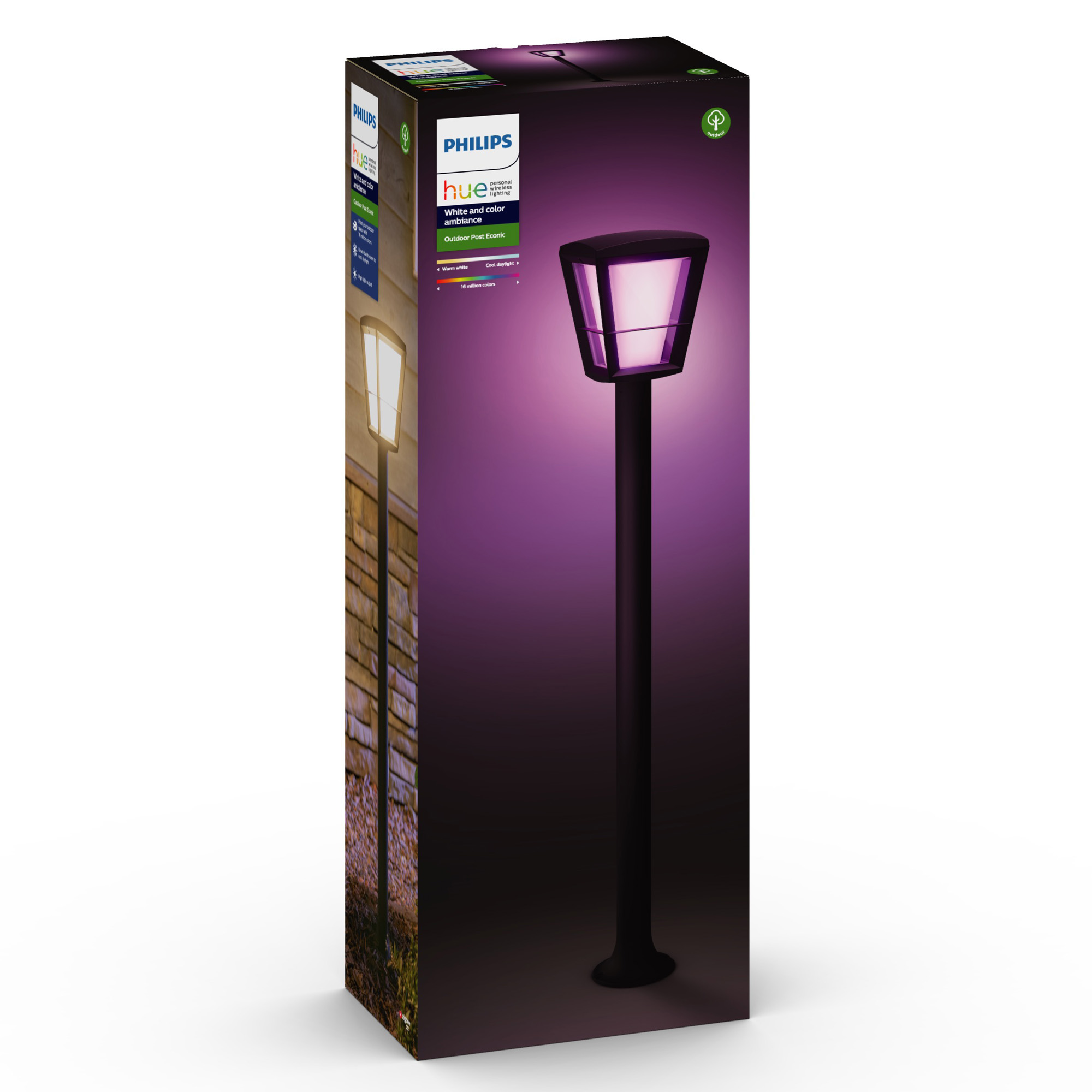Lampa LED Stalpisor Philips Hue Alb si Culori Econic finisaj negru