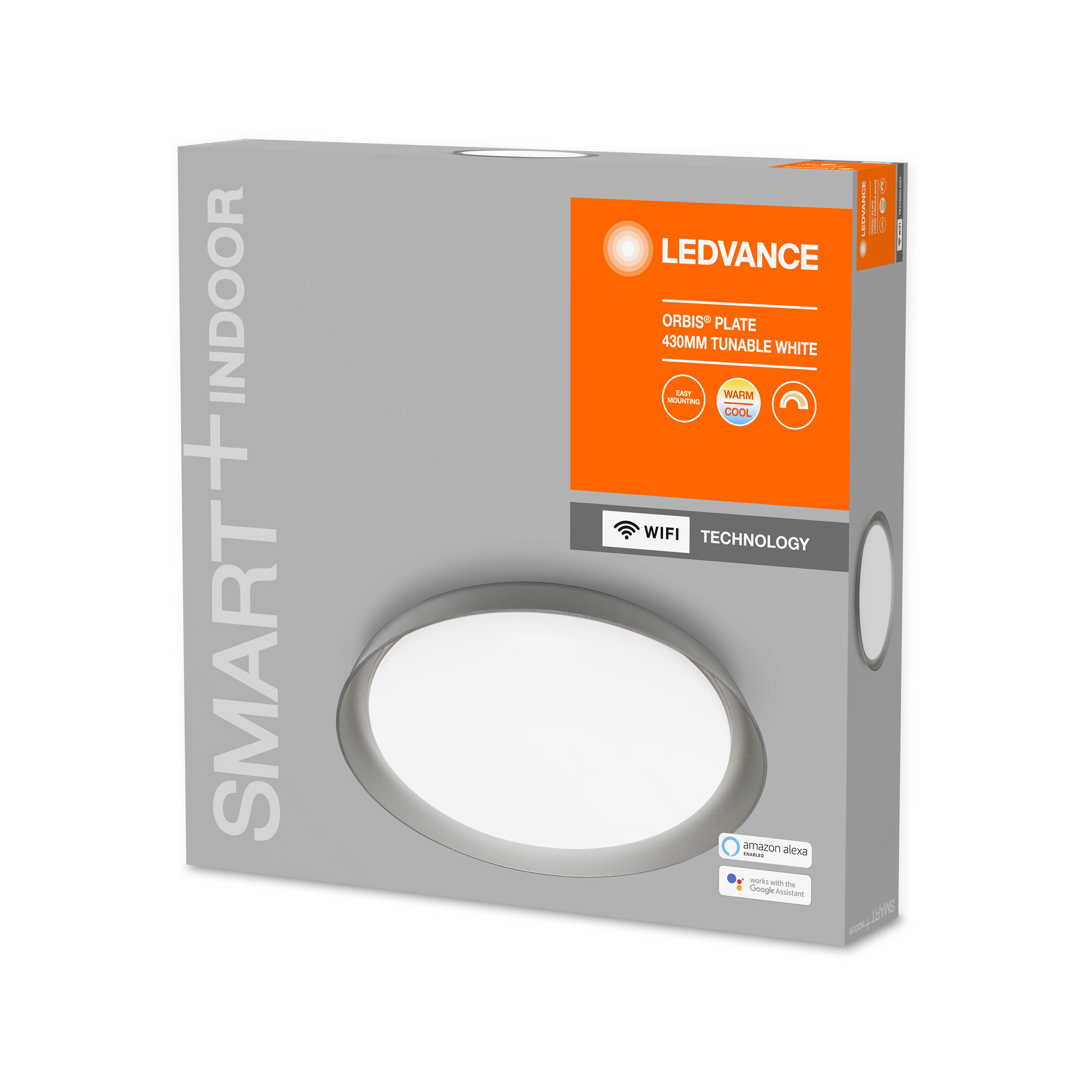 Lampa LED de tavan LEDVANCE SMART+ WiFi Tunable LED-uri Albe ORBIS Plate 430mm gri 2500lm