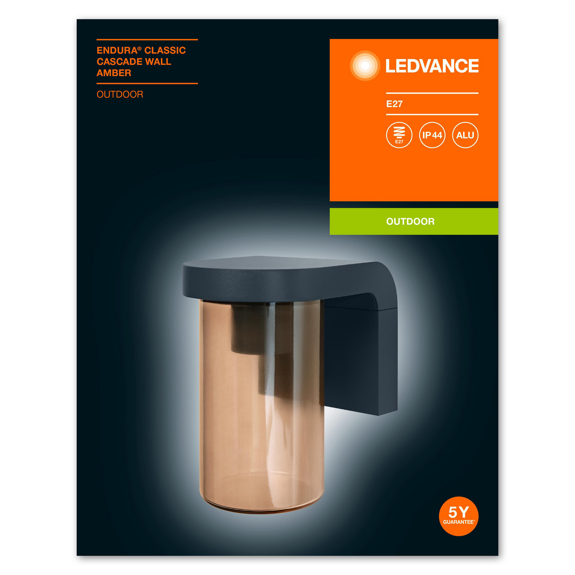 Aplică de perete, LEDVANCE ENDURA CLASSIC CASCADE WALL E27, chihlimbar/antracit