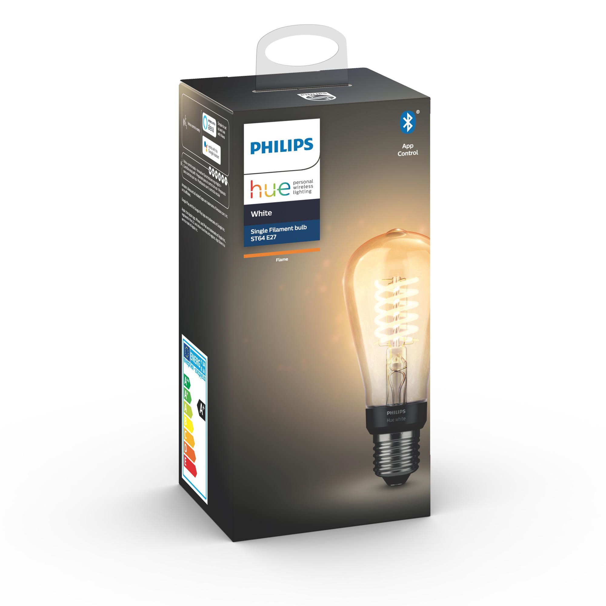 Bec LED Philips Hue Alb LED E27 Filament ST64 600lm 2700K CRI80