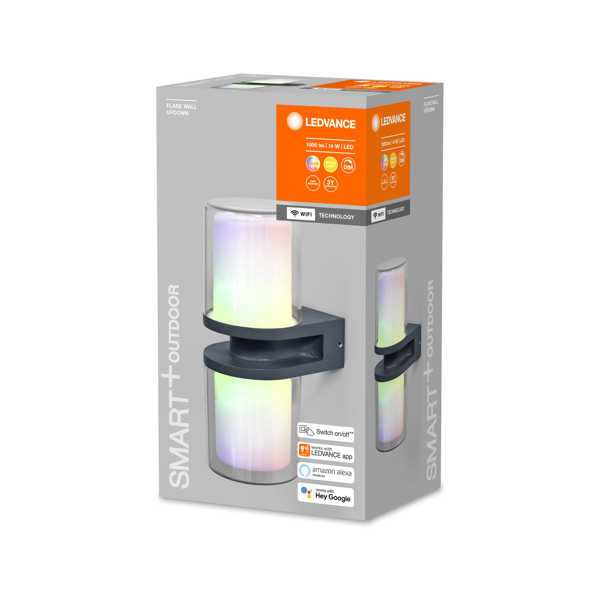 Lampa LED de perete LEDVANCE SMART+ WiFi RGBW LED cu LED-uri de perete Flare Wall IP44 1000lm