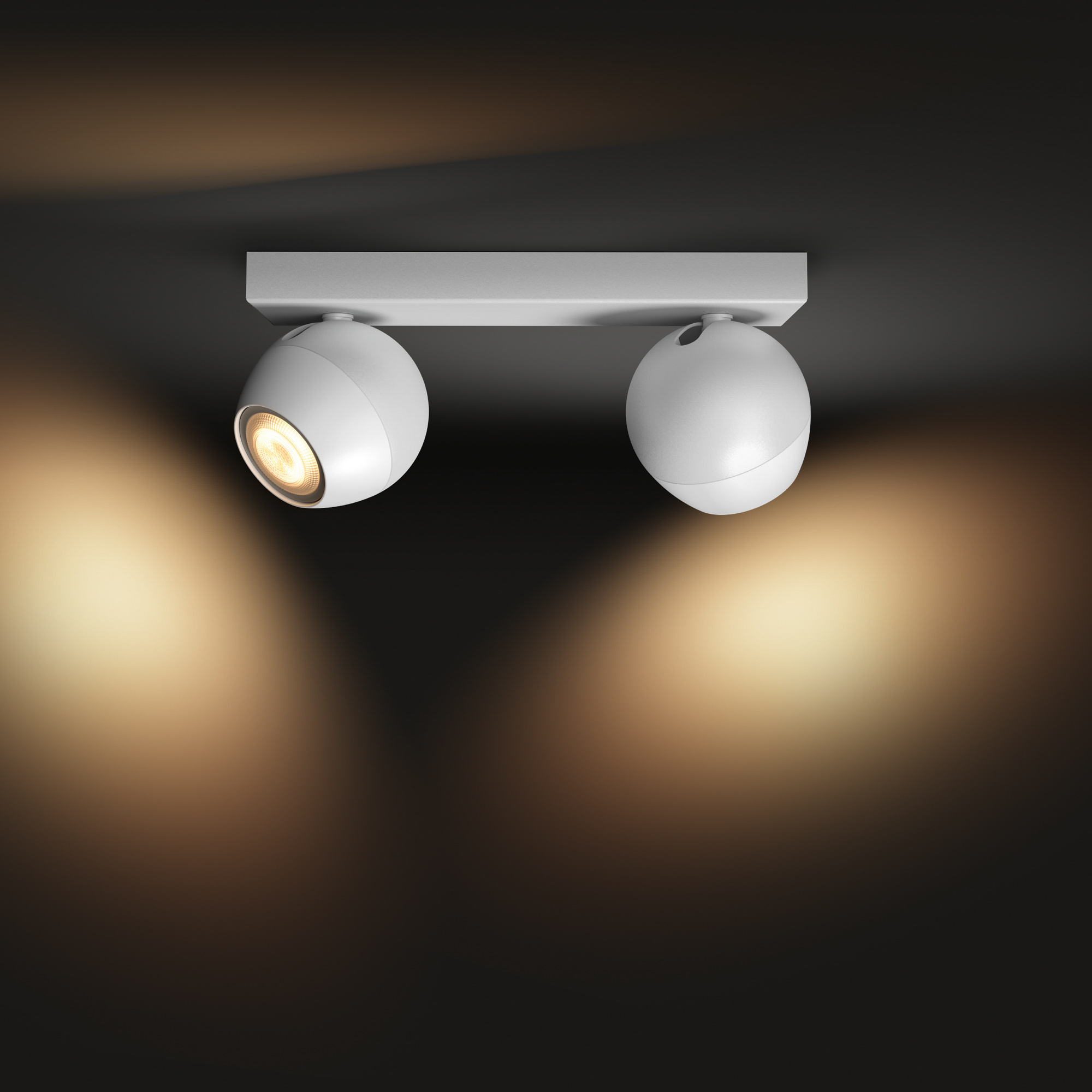 Spot Philips Hue alb Ambiance Buckram LED Spotlight double-flamed alb 2x 350lm incl. Buton Dimmer