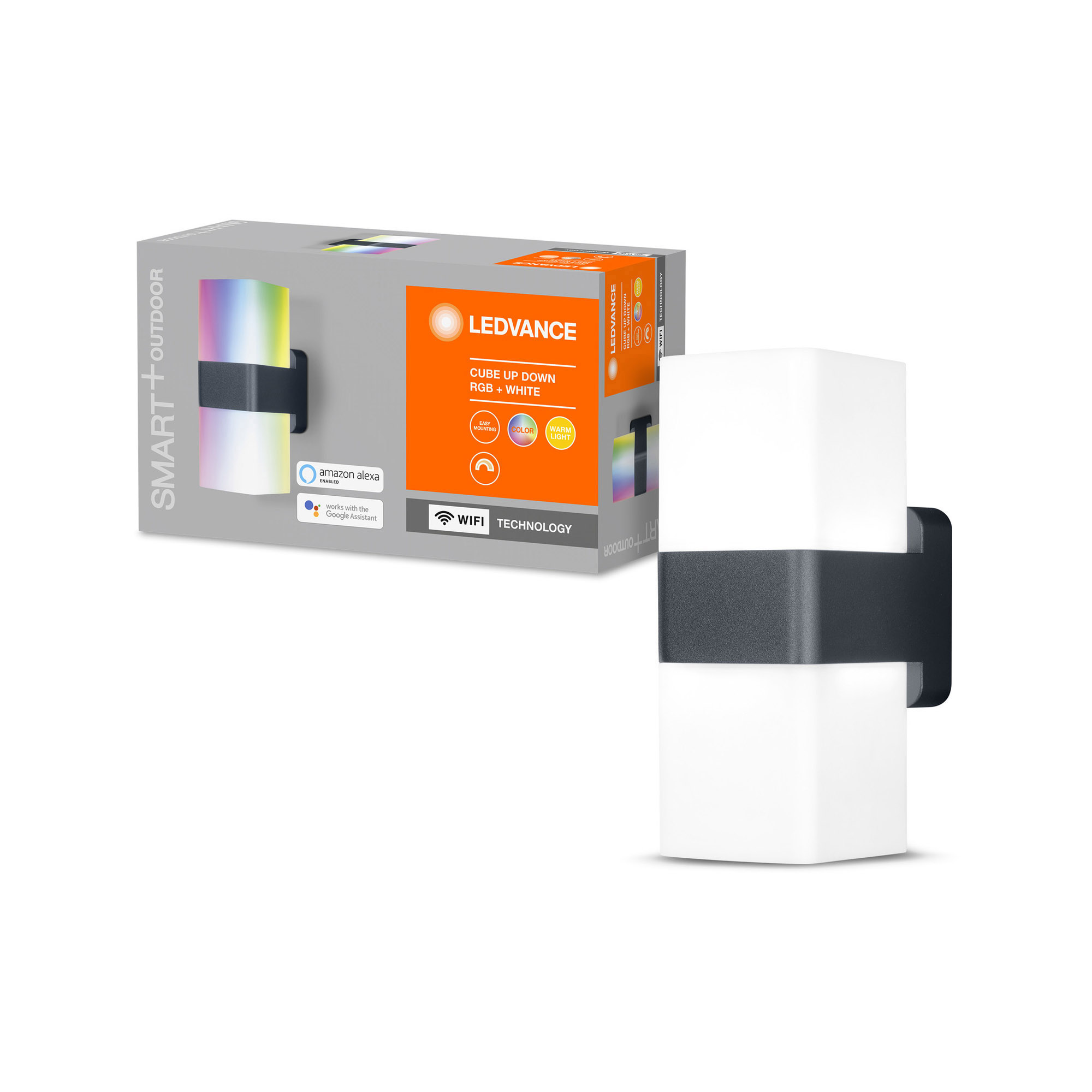 Lampa LED de perete LEDVANCE SMART+ WiFi RGBW LED Cube Updown IP44 900lm