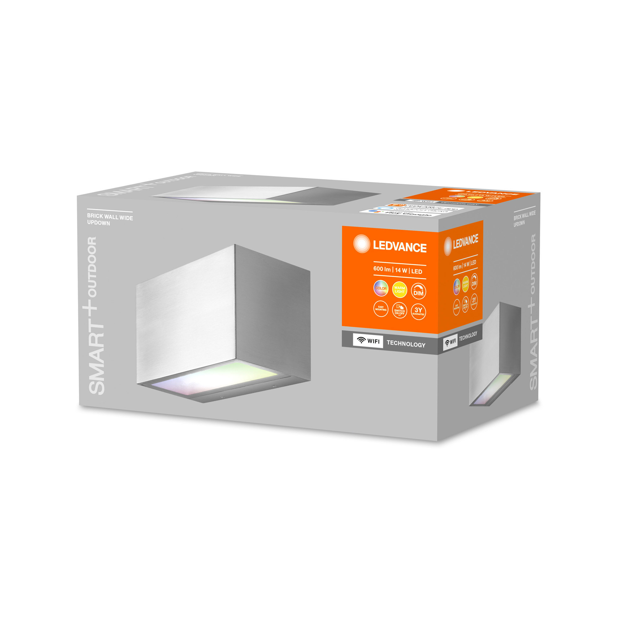 Lampa LED de perete LEDVANCE SMART+ WiFi RGBW LED Brick Wall Wide IP44 gri 600lm