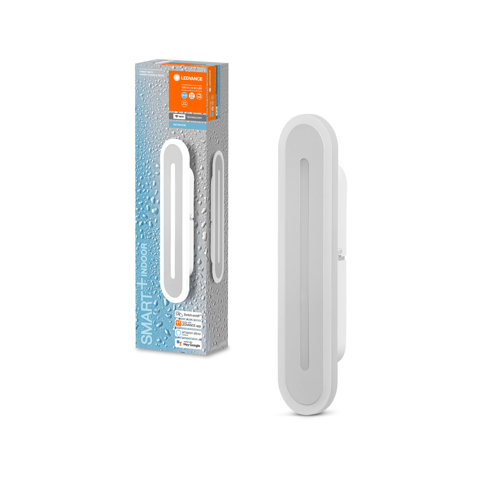 Lampa LED de perete LEDVANCE SMART+ WiFi Tunable LED-uri Albe ORBIS Bath 300mm IP44 alb 1200lm