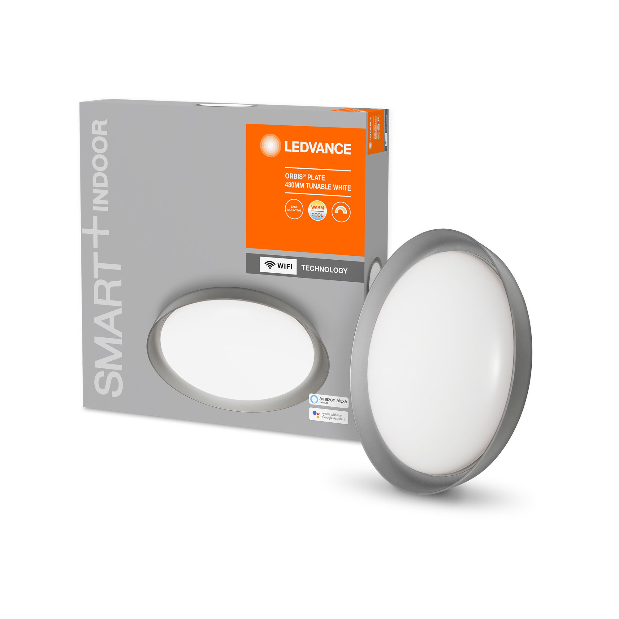 Lampa LED de tavan LEDVANCE SMART+ WiFi Tunable LED-uri Albe ORBIS Plate 430mm gri 2500lm