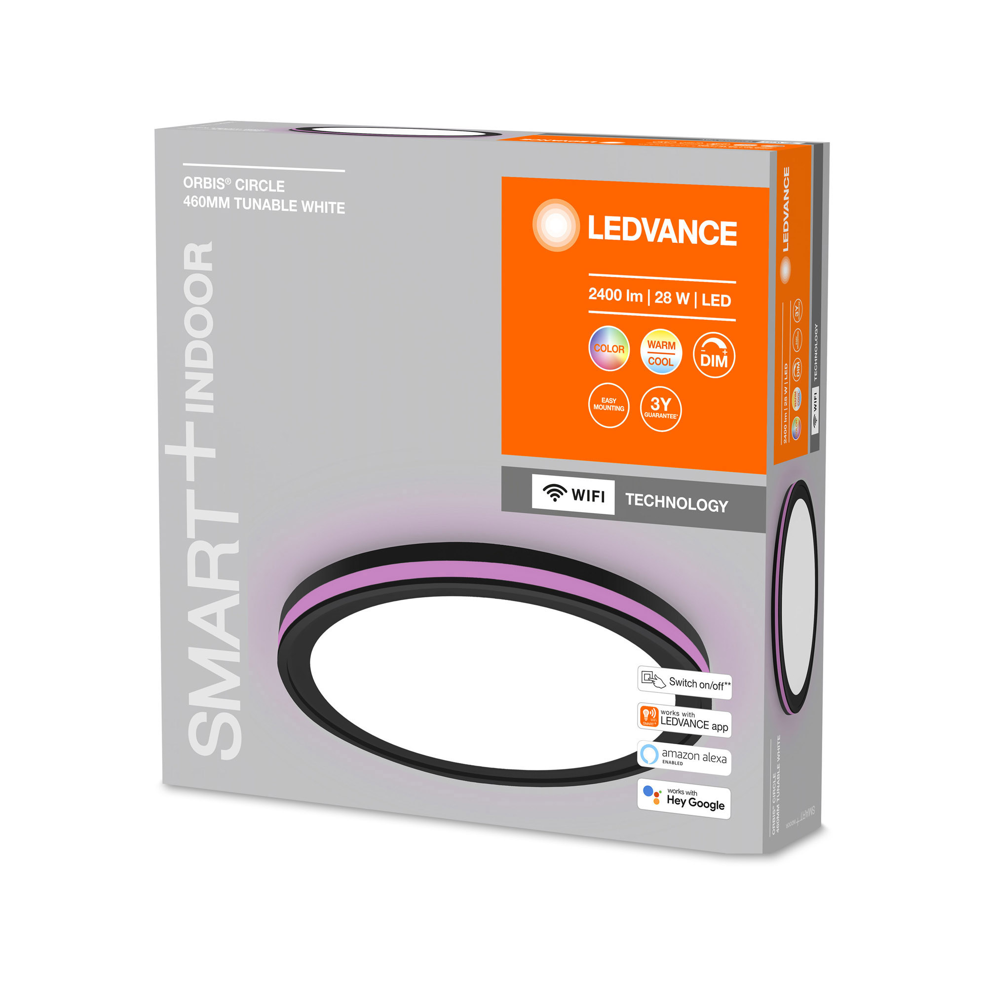 Lampa LED de tavan LEDVANCE SMART+ WiFi Tunable LED-uri Albe RGB ORBIS Circle 460mm negru 2400lm