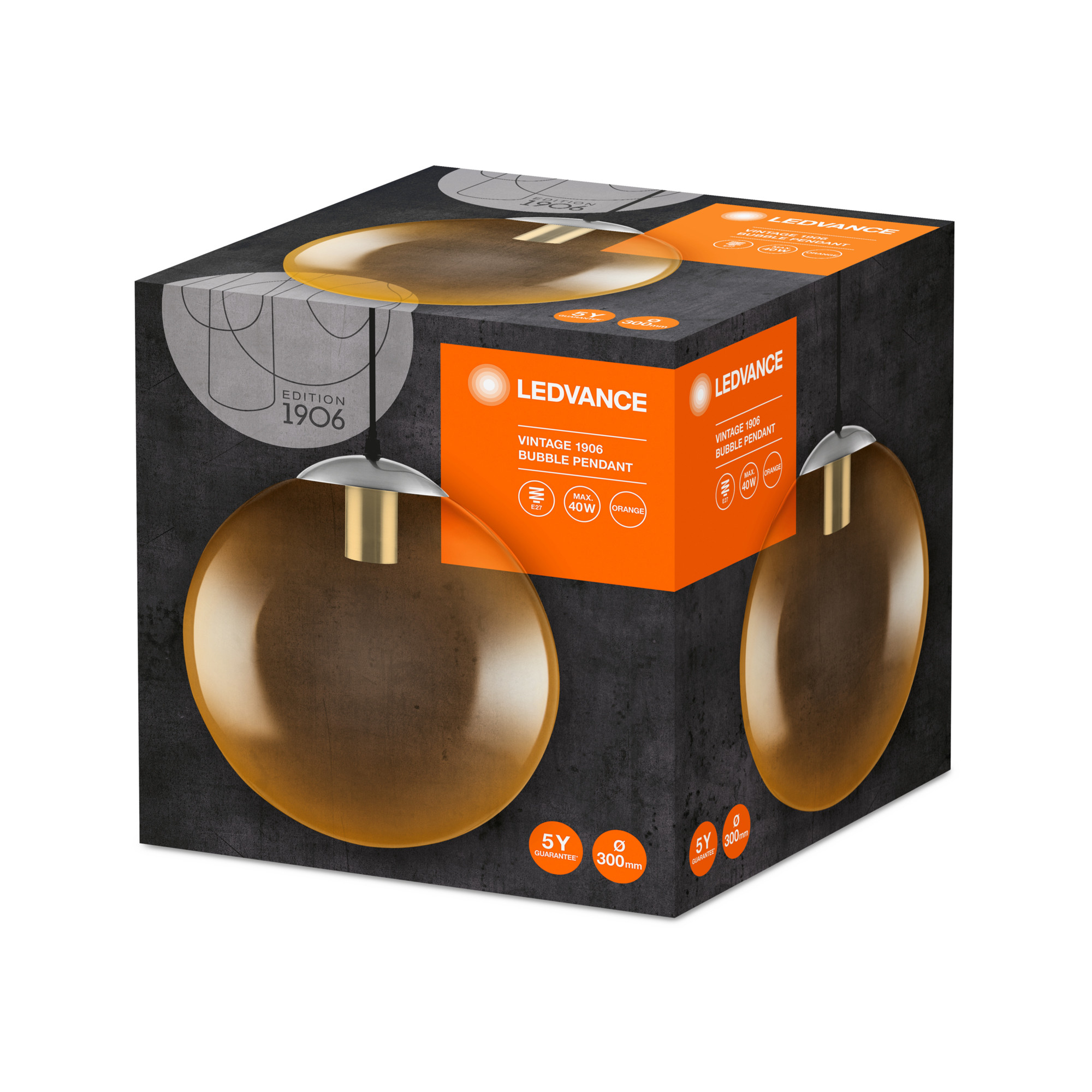 Lampa Pendul pt LED E27 LEDVANCE 1906 BUBBLE G 30 ORANGE