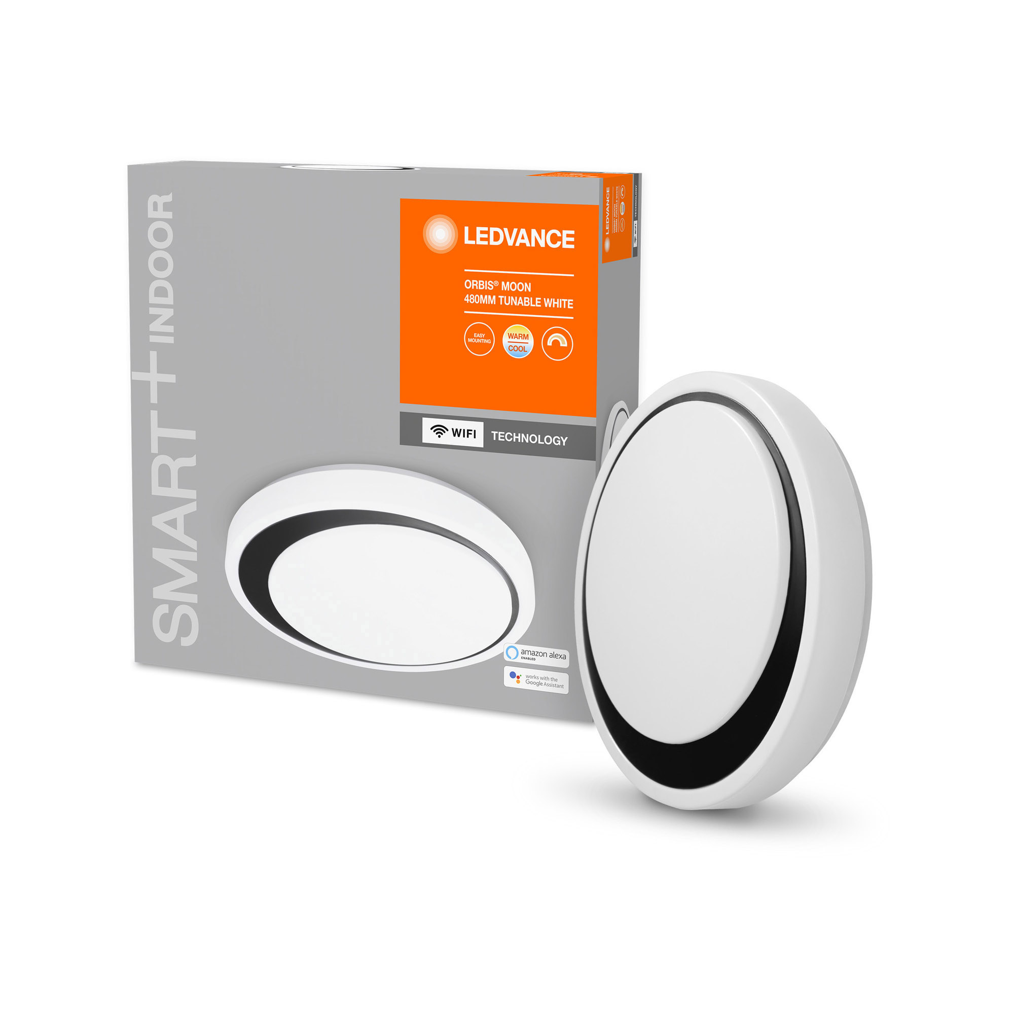 Lampa LED de tavan LEDVANCE SMART+ WiFi Tunable LED-uri Albe ORBIS Moon 480mm alb-negru 3300lm