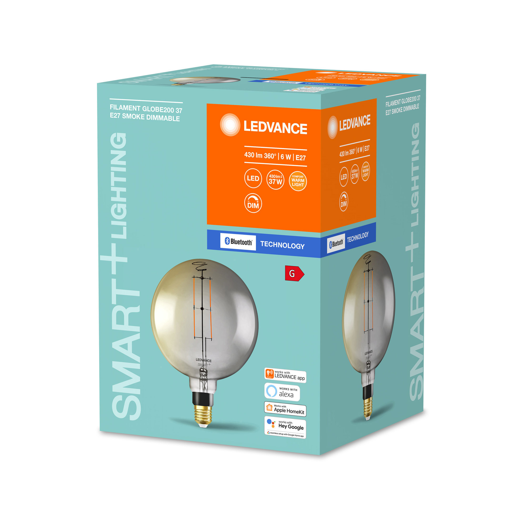 Bec LED LEDVANCE SMART+ Bluetooth Filament Globe200 37 6W E27 Smoke DIM 430lm