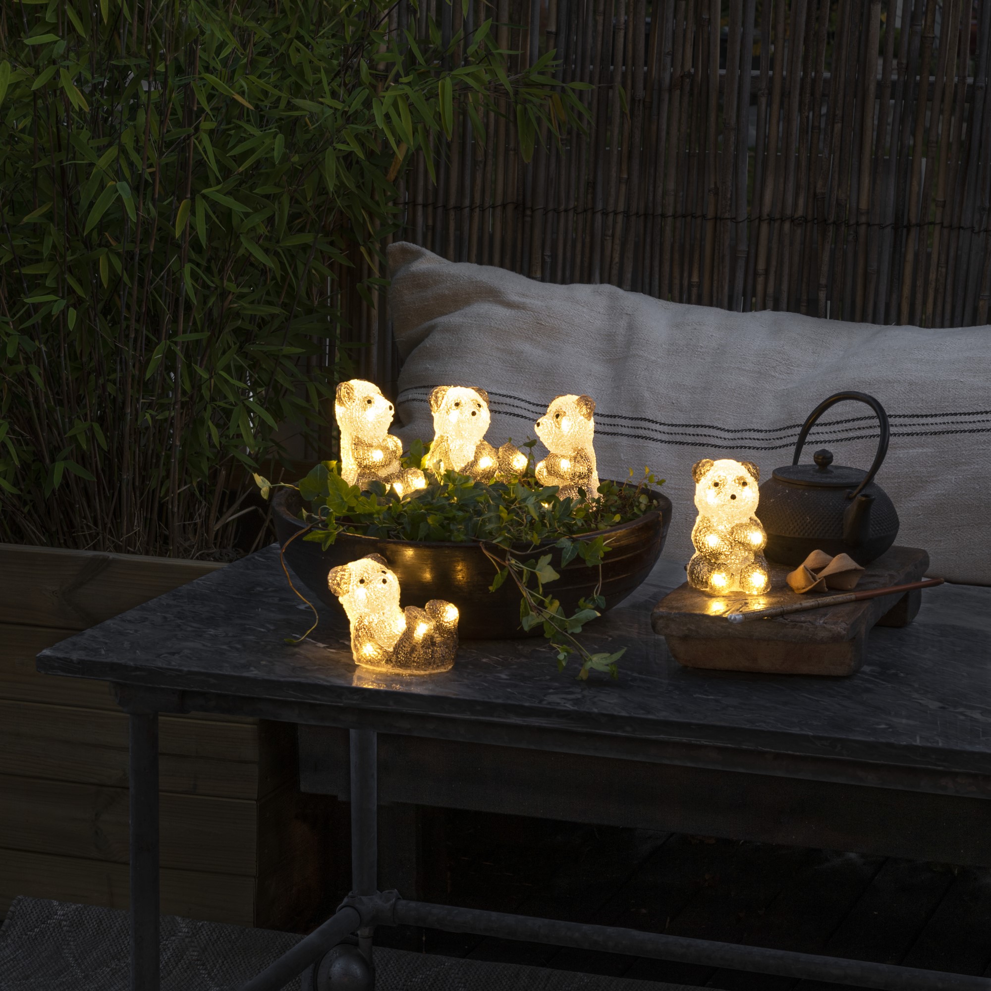 Decoratiune luminoasa Konstsmide LED Acrylic Panda Bears, set de 5, 40 LED-uri alb cald, IP44