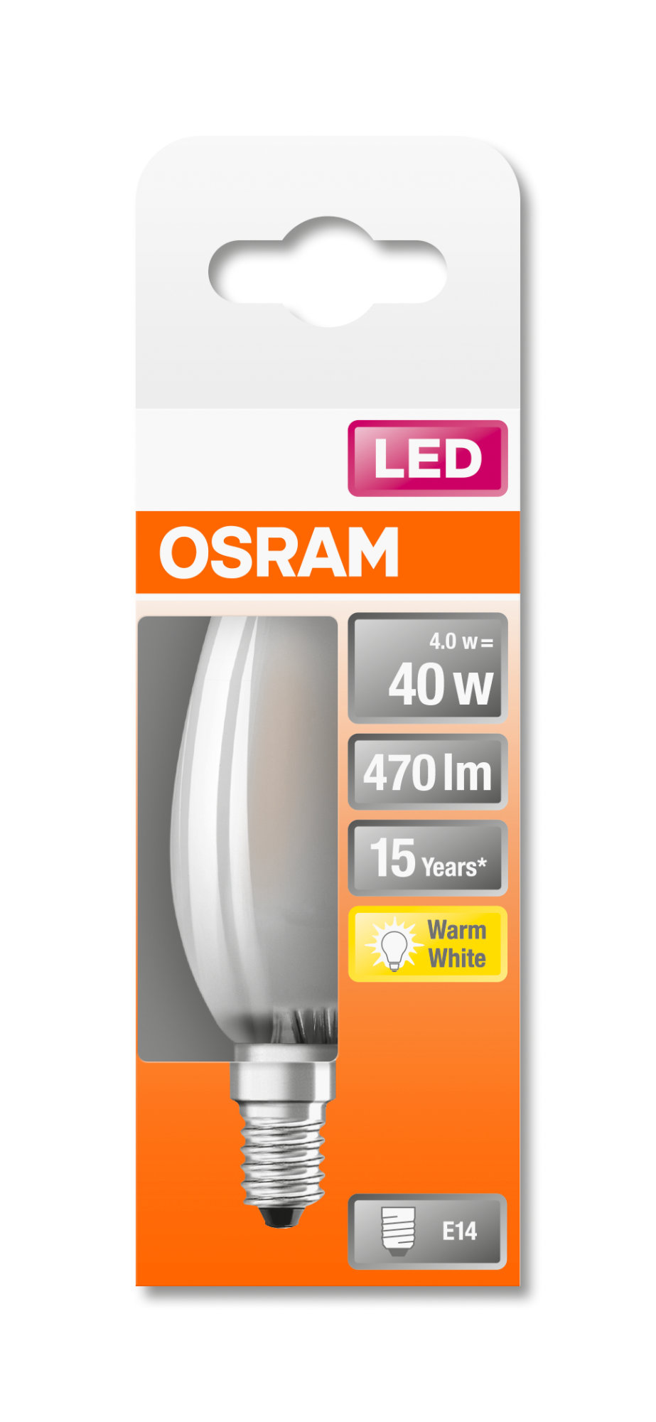 Bec Osram LED RETROFIT B40 B40 4W E14 mat non dim 470lm 2700K