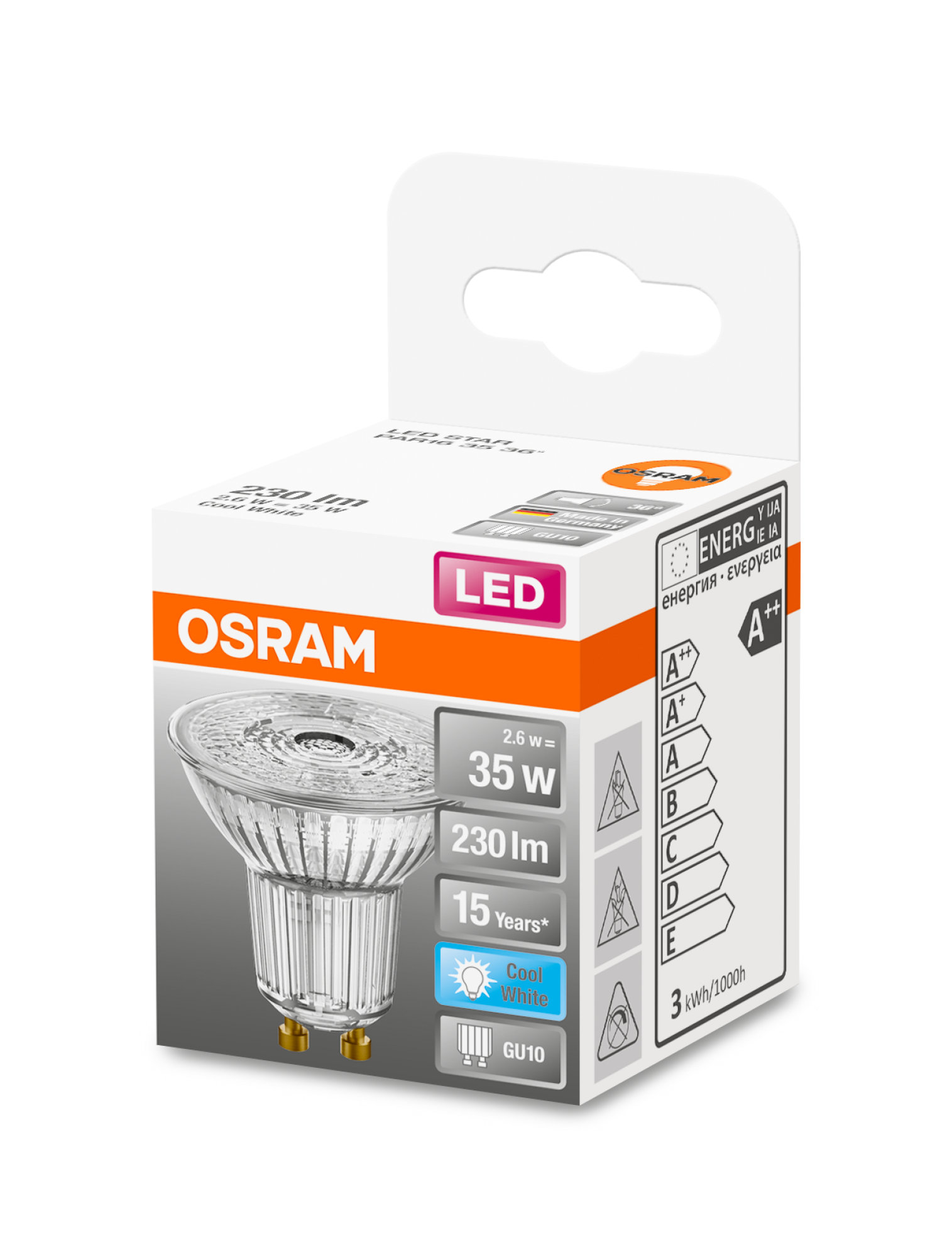 Spot Osram LED STAR PAR16 35 2,6W 840 GU10 230lm 4000K