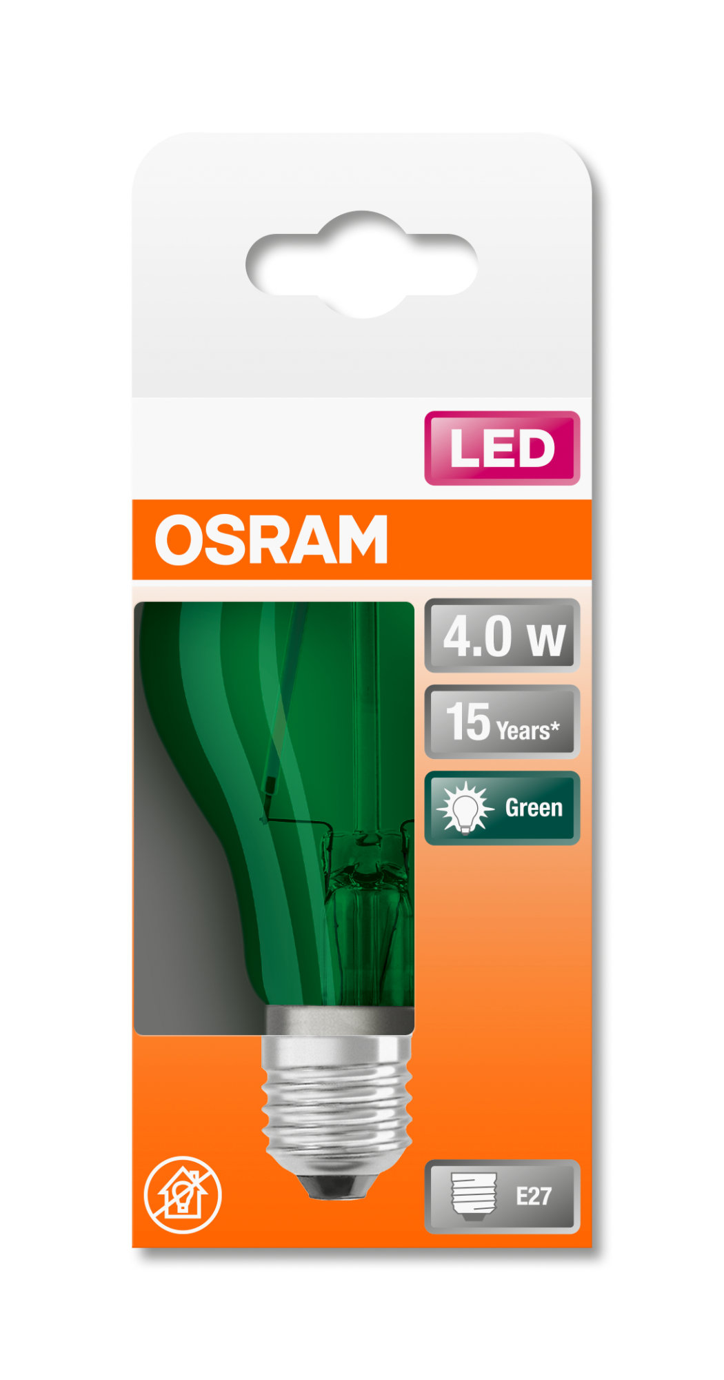 Bec Osram LED SUPERSTAR CLA 15 DécorGreen non-dim 4W 827 E27 136lm 2700K