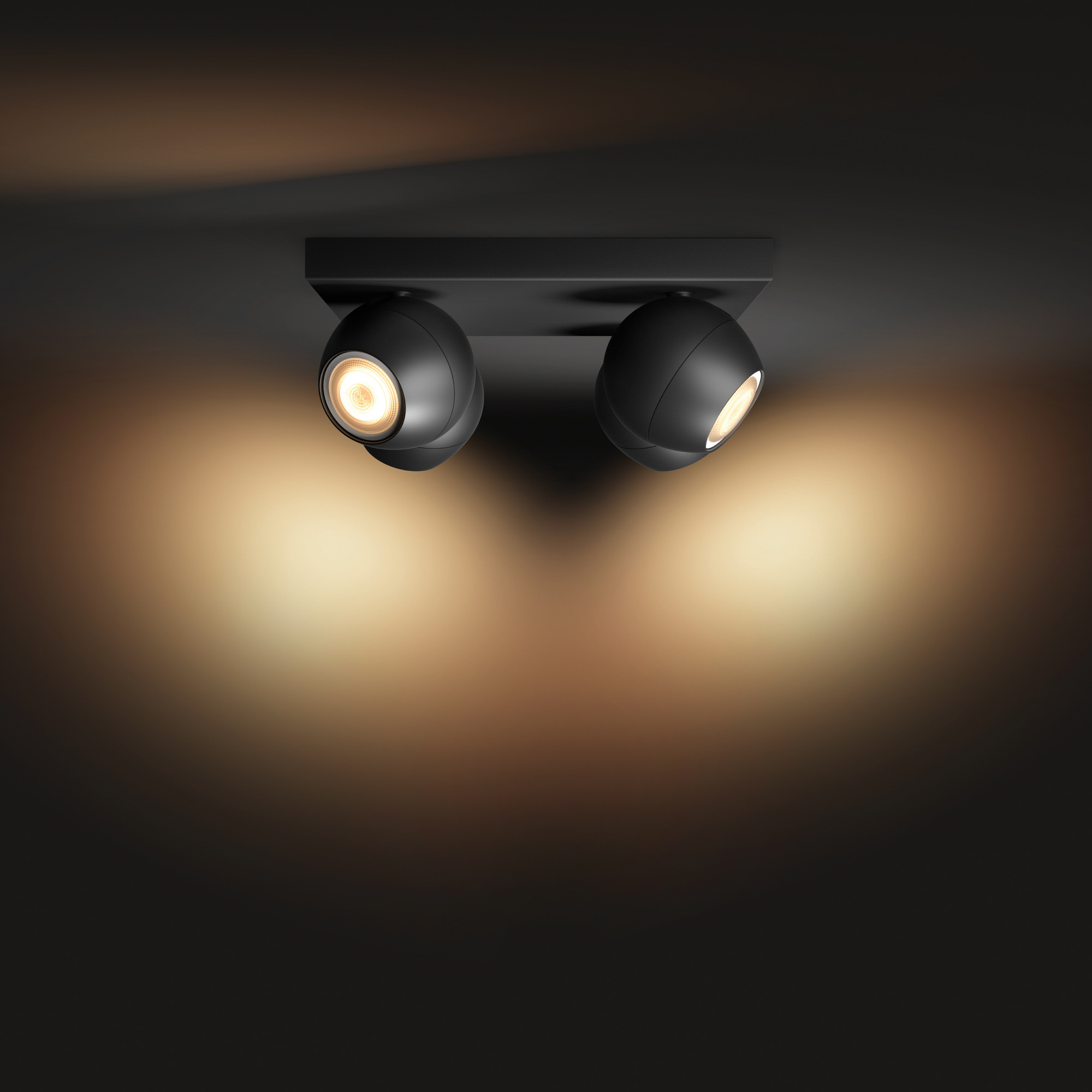 Spot Philips Hue alb Ambiance Buckram LED Spotlight four-flamed negru 4x 350lm incl. Buton Dimmer