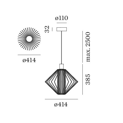 Lampa Pendul pt LED E27 Wever & Ducré Wiro Diamond negru