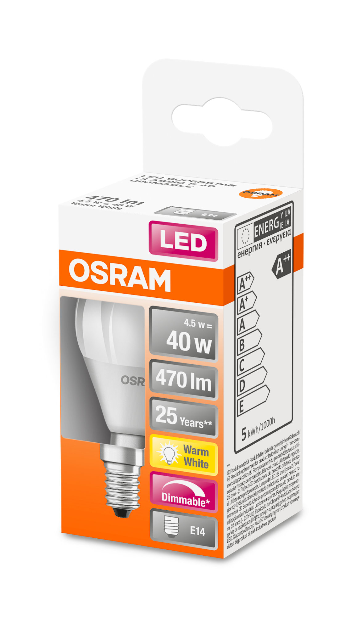Bec Osram Superstar Classic LED Bulb LED E14 5W alb cald mat 470lm 2700K