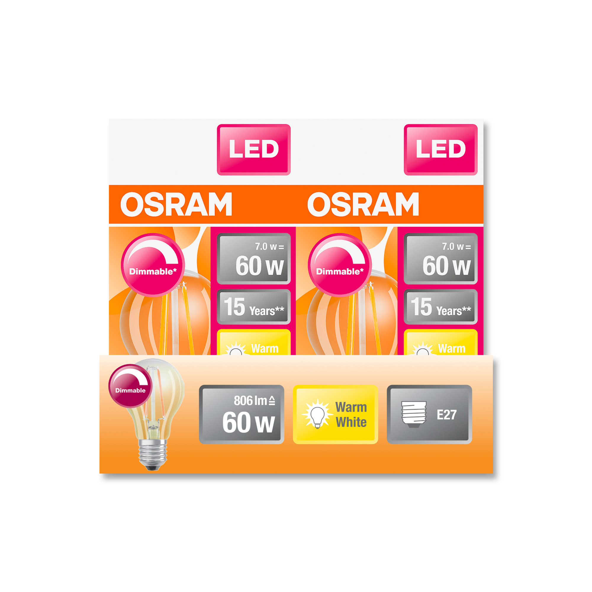 Bec Osram LED RETROFIT DIM A40 5W E27 klar 470lm 2700K